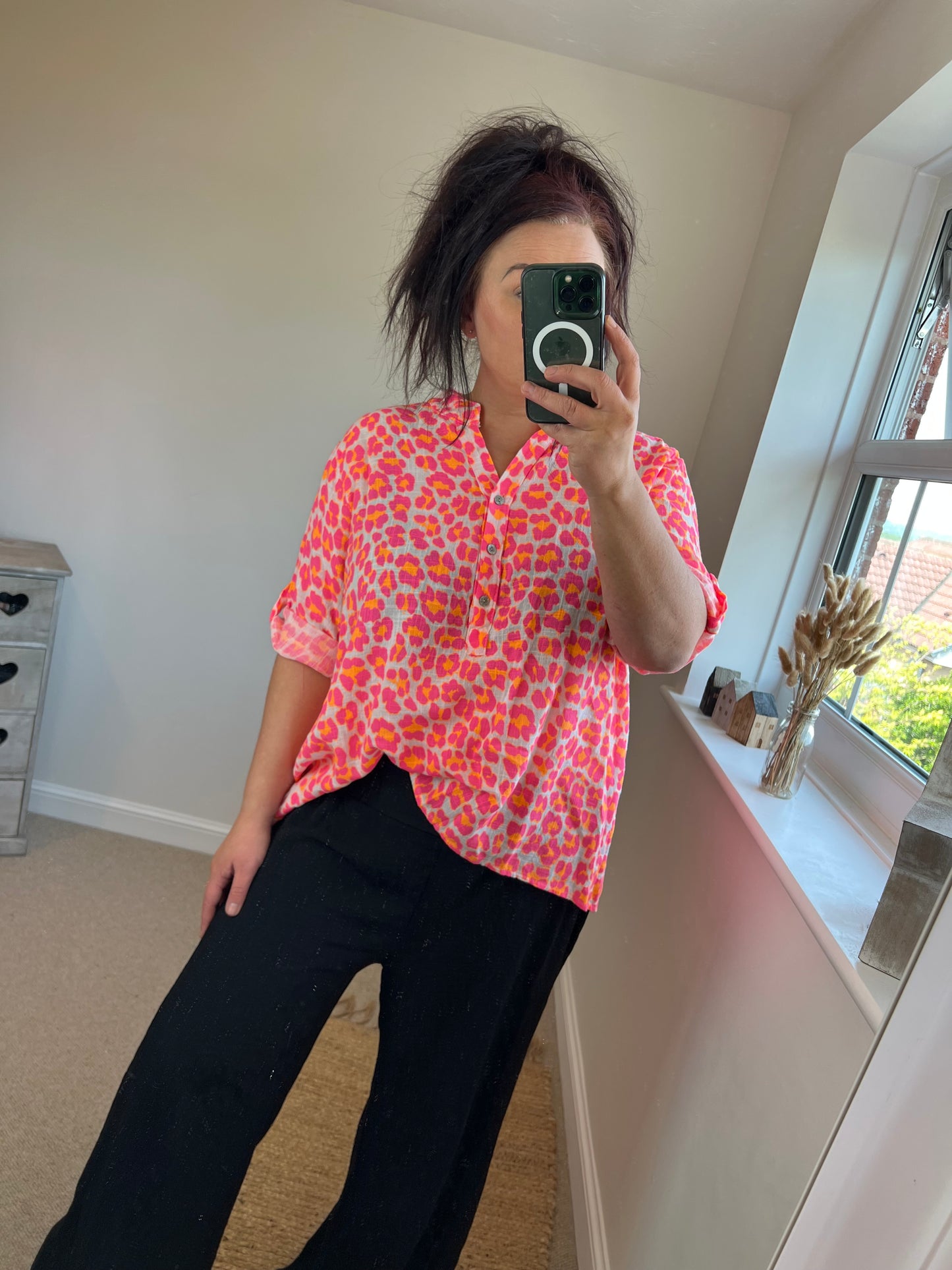 Cotton Shirt - Neon Leopard