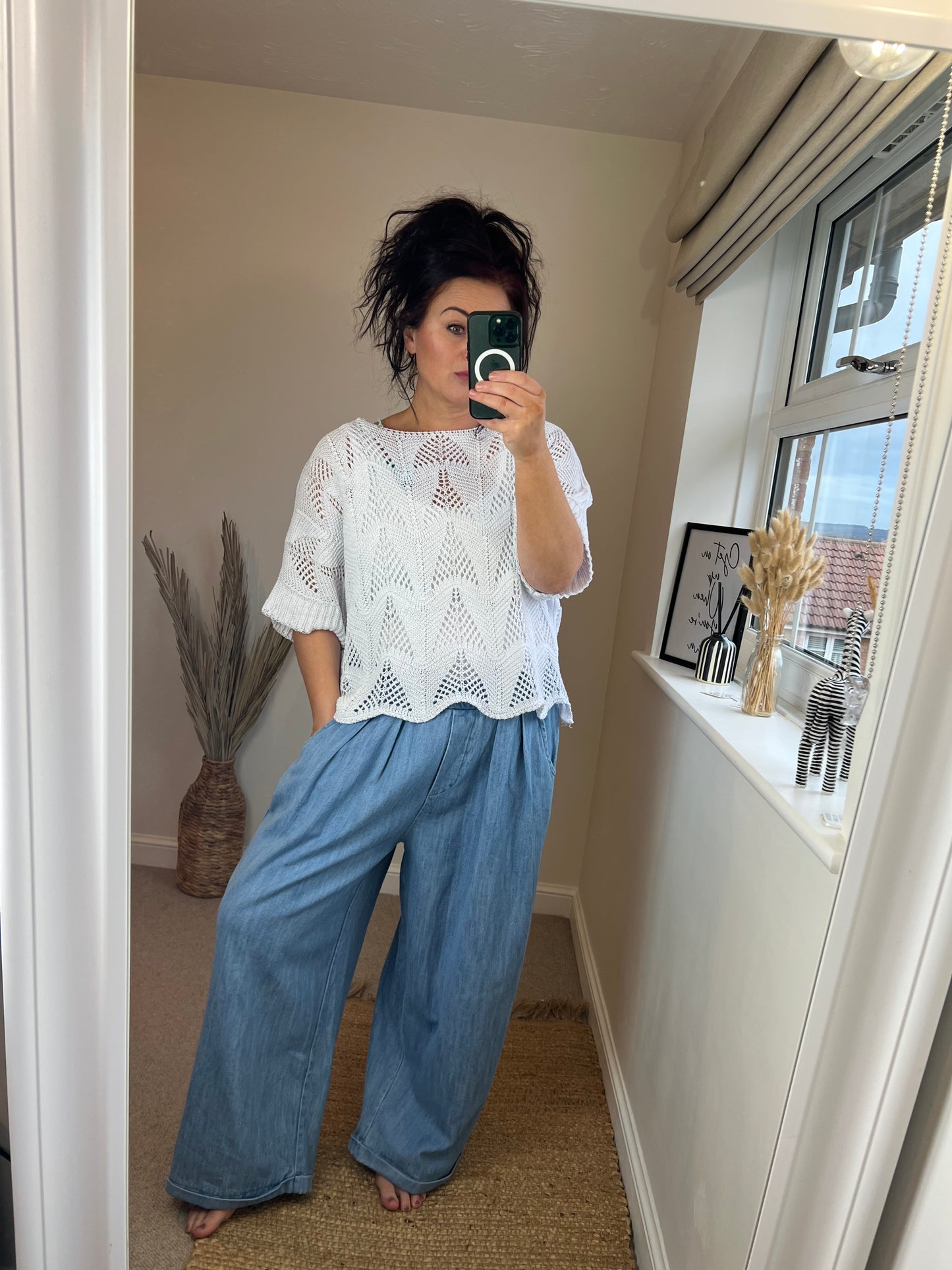 Scalloped Edge Crochet Top - White