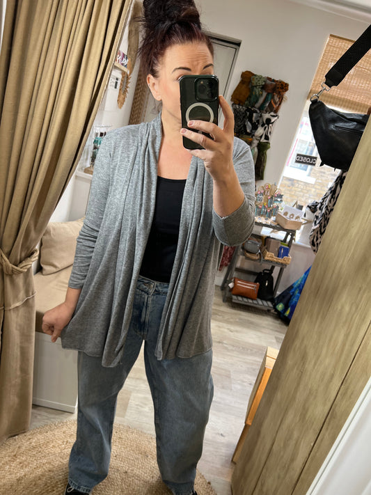 Short Open Cardigan - Grey