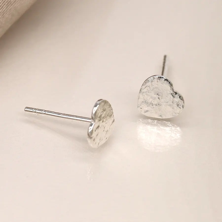 Peace of Mind - Sterling Silver Foil Heart Studs