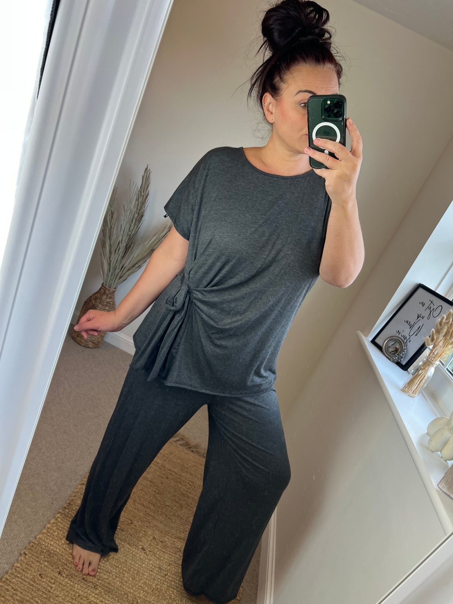 Tie Top & Trouser Set - Grey