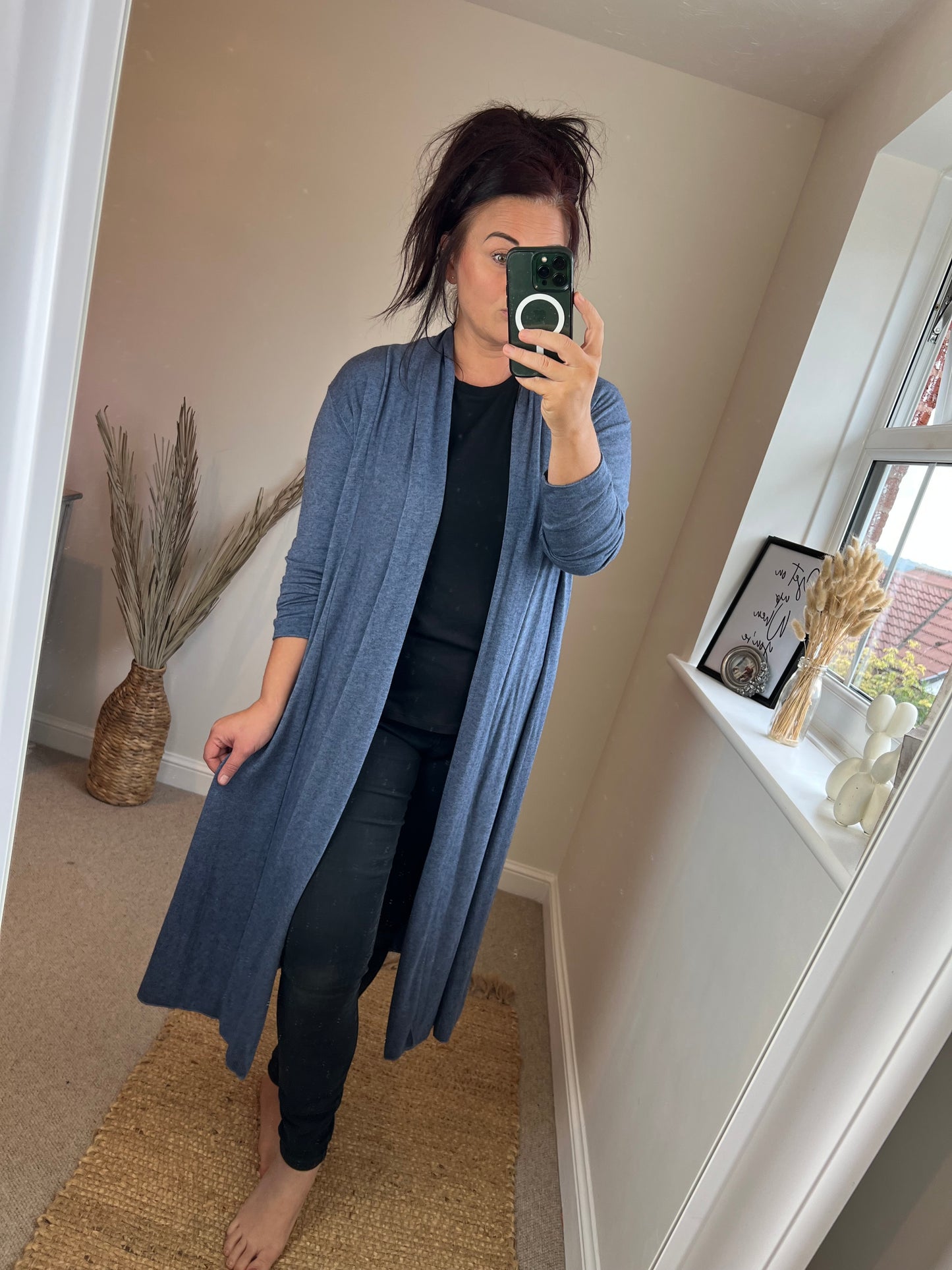 Long Open Cardigan - Blue