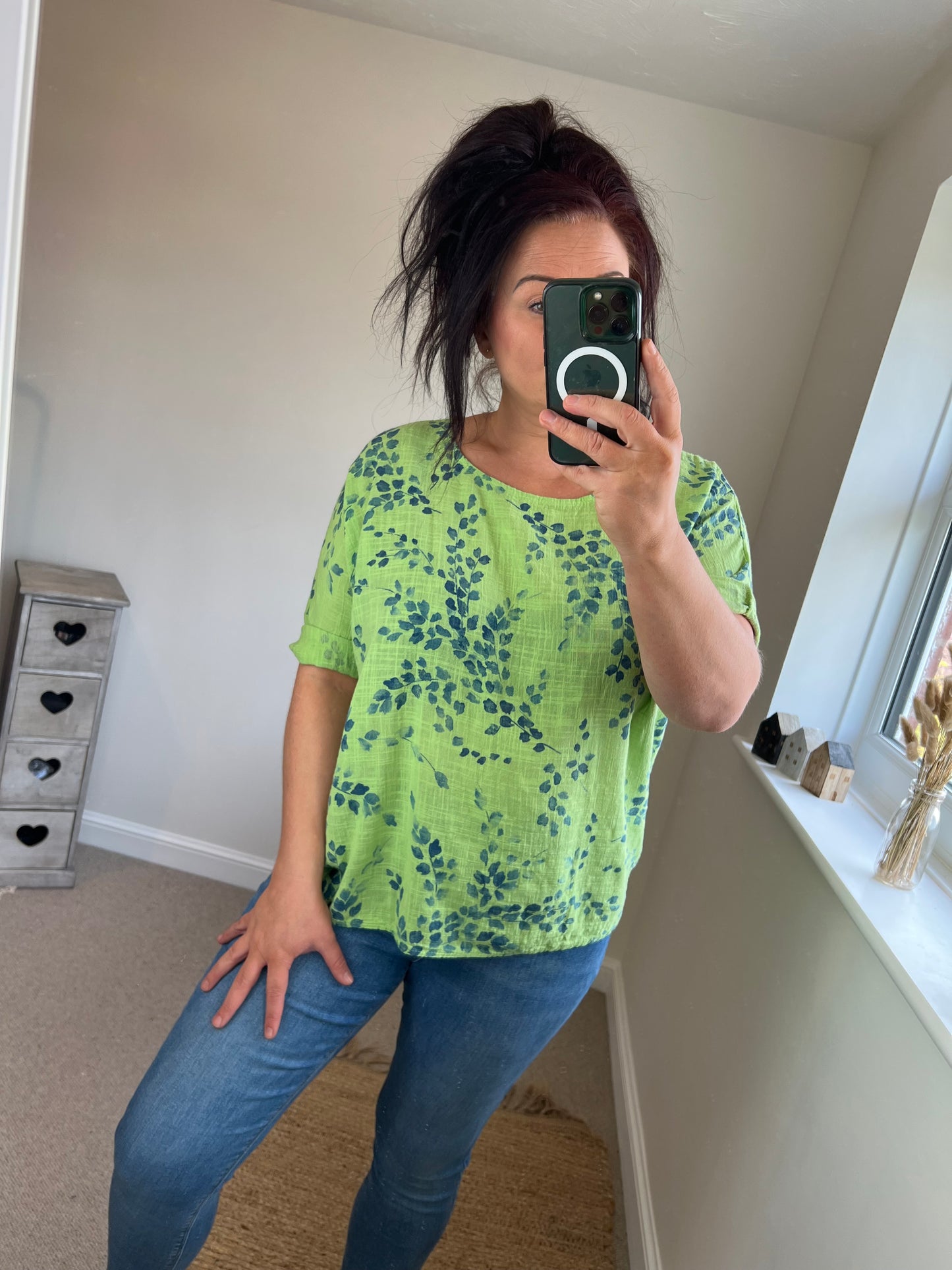 Leaf Cotton Top - Lime