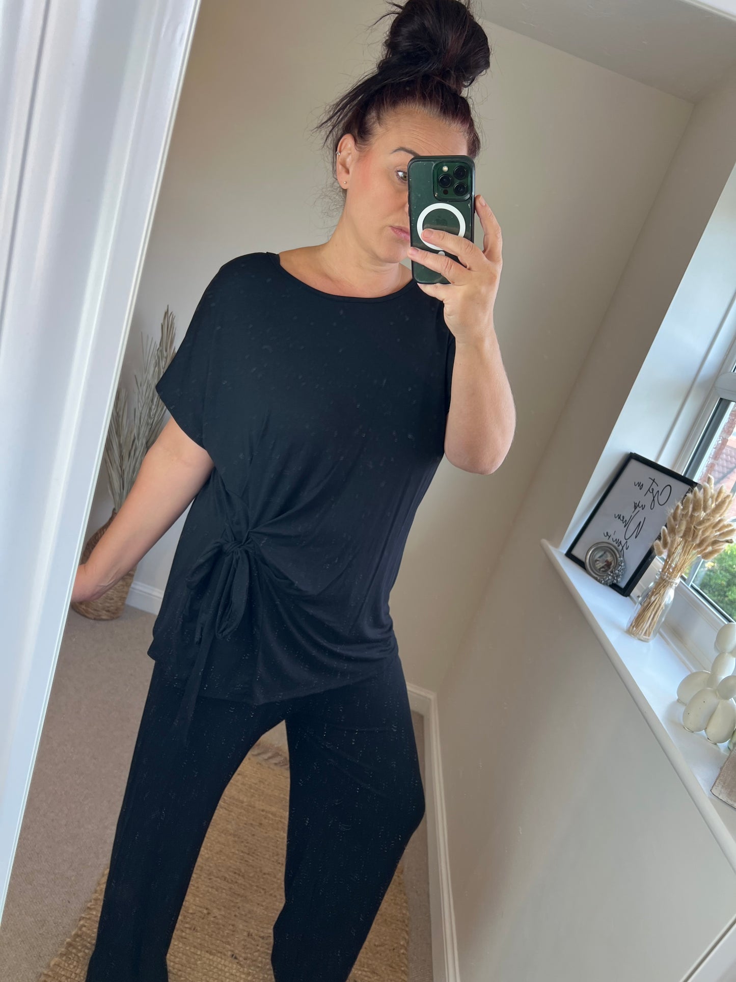 Tie Top & Trouser Set - Black