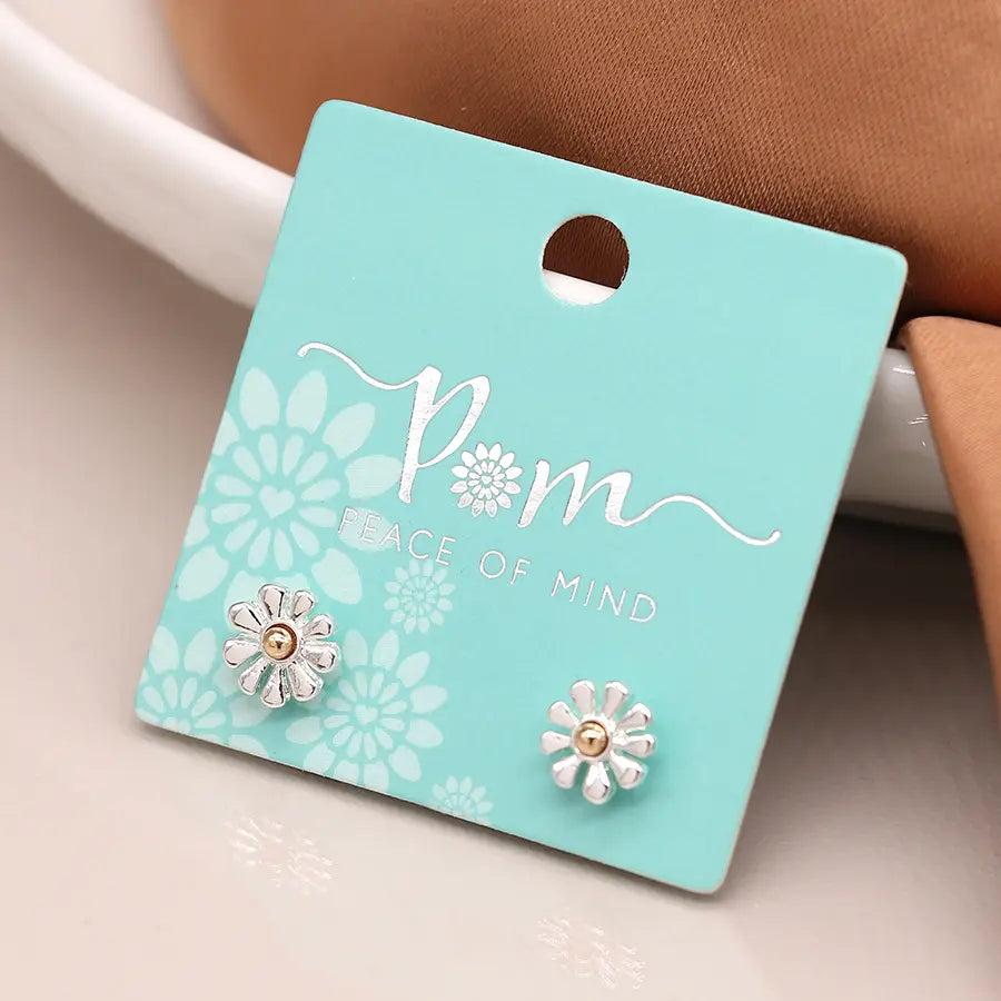 Peace of Mind - Silver Plated Daisy Stud Earrings