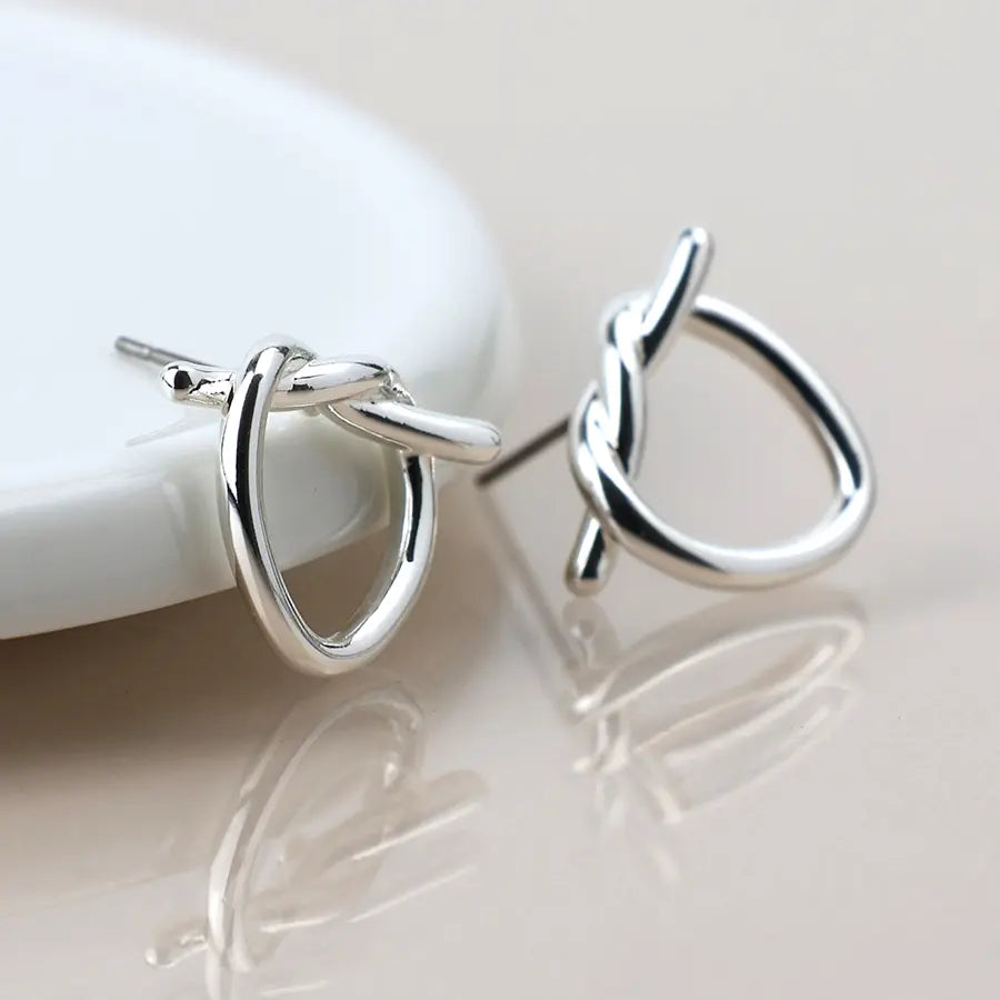 Peace of Mind - Silver Plated Knot Earrings