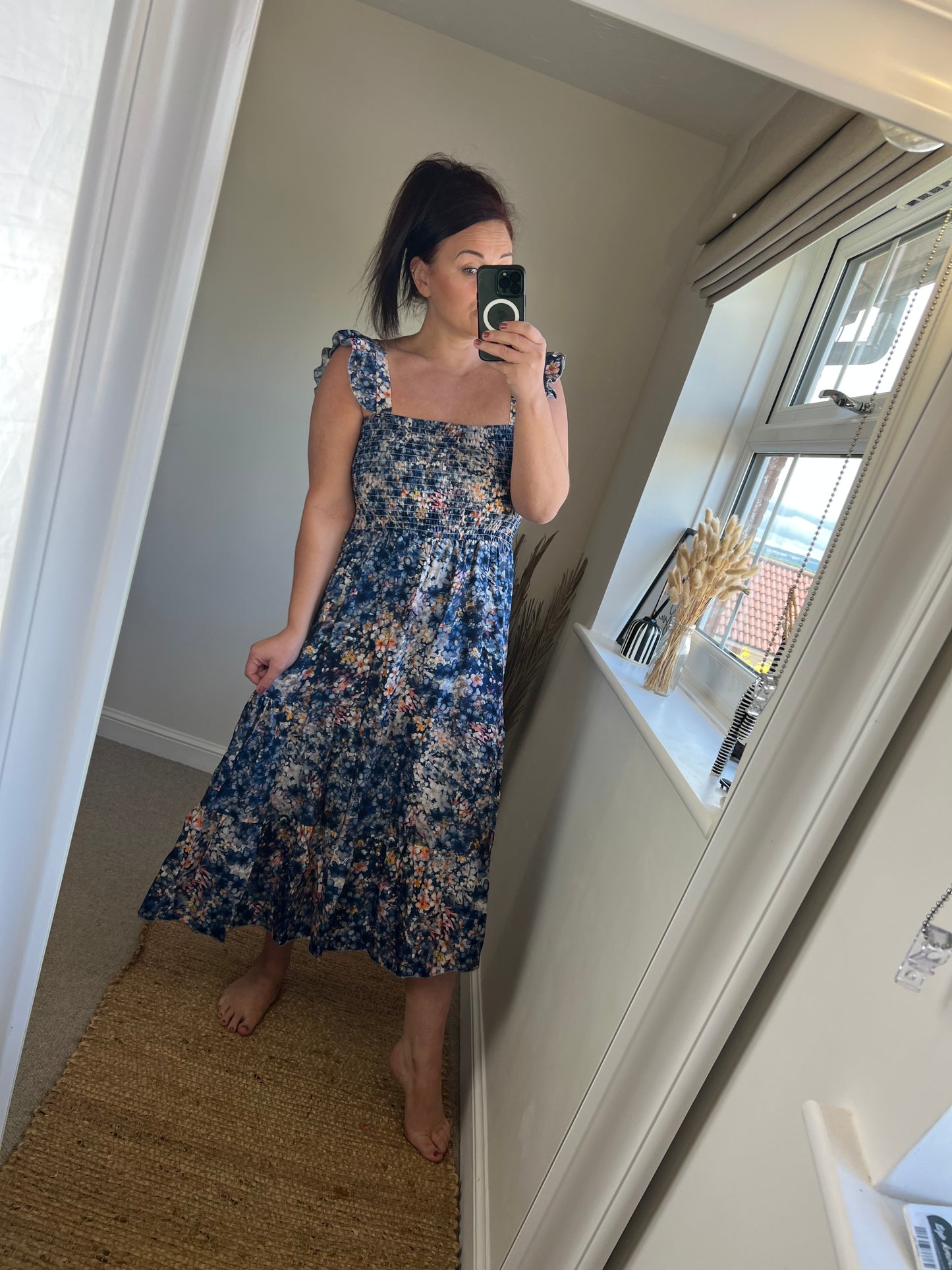 Ditsy Floral Midi Dress - Navy
