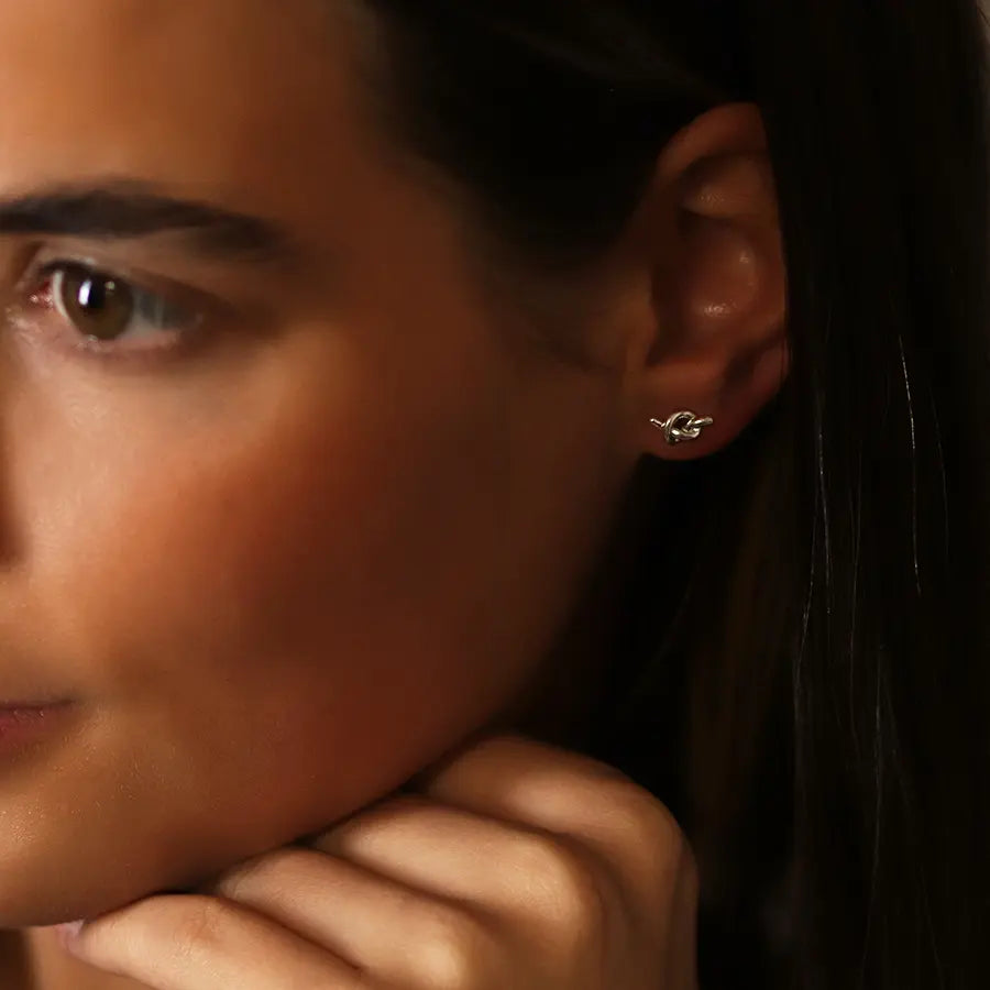 Peace of Mind - Silver Plated Dainty Knot Earrings
