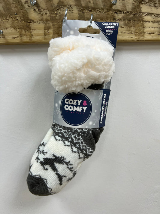 Kids Cozy Fleece Lined Bed Socks - Charcoal
