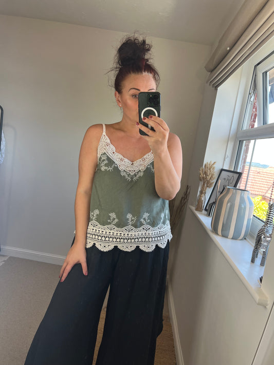 Crochet Cami Top - Khaki