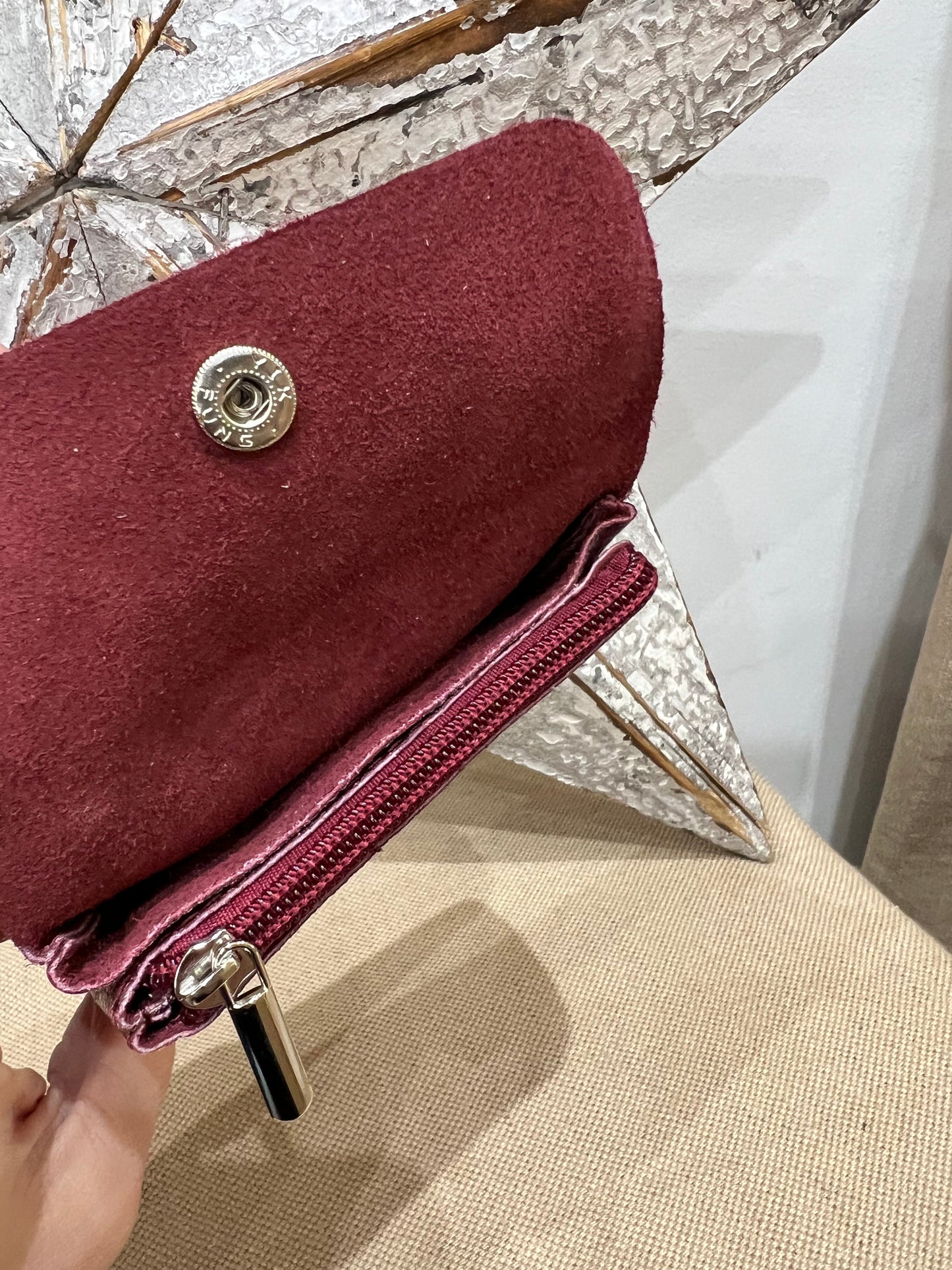 Leather Purse - Metallic Wine