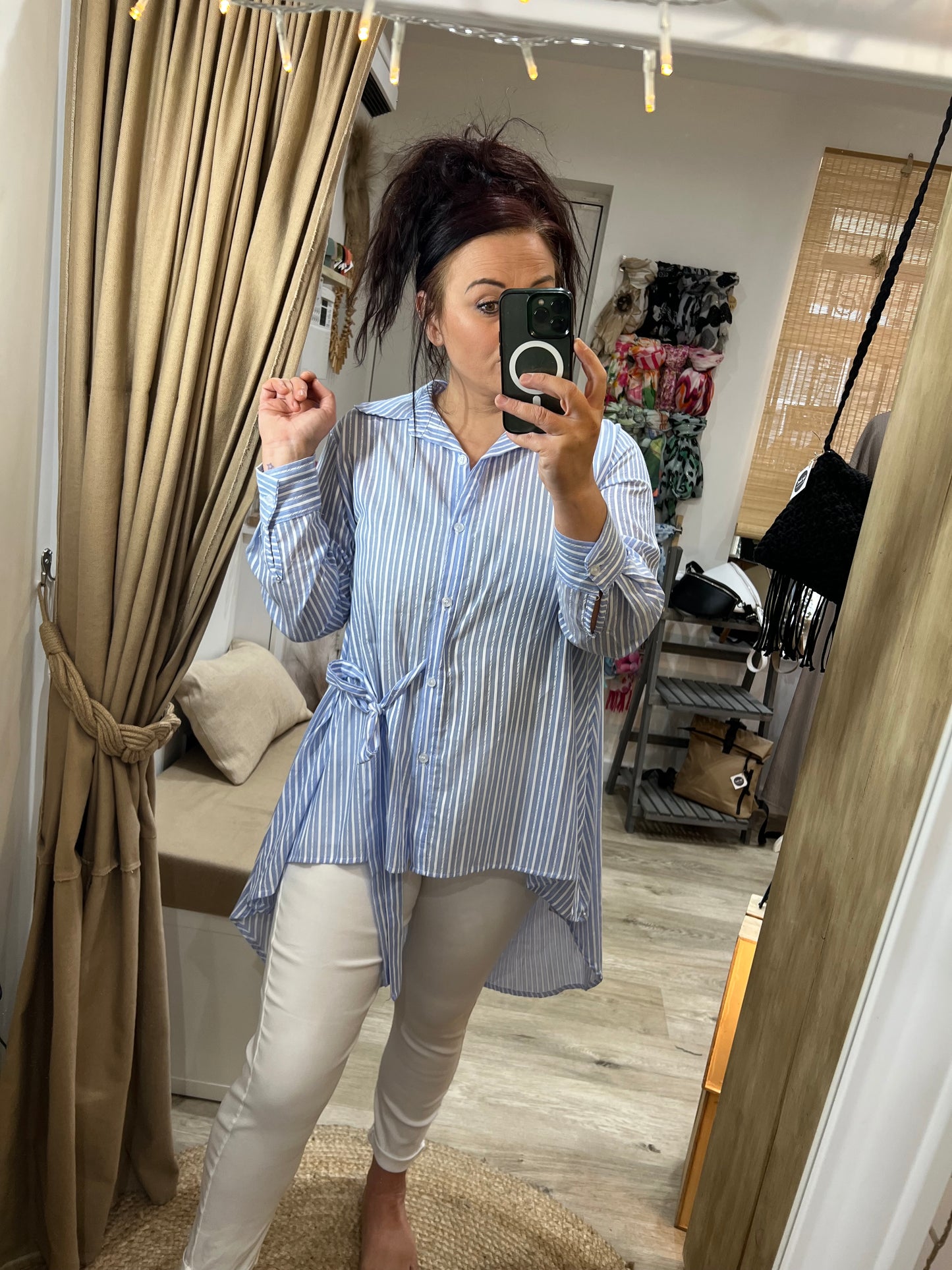Tie Long Shirt - Light Blue