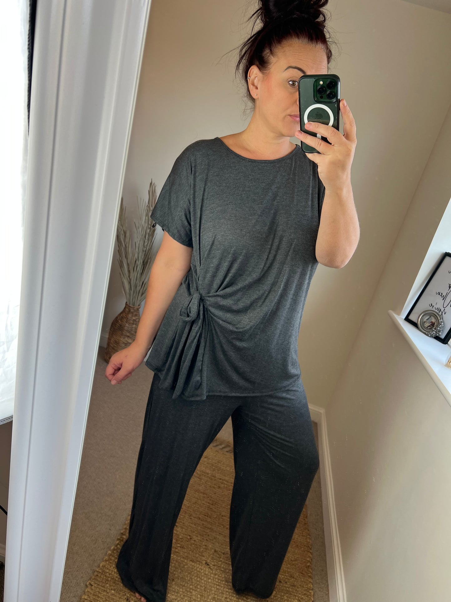 Tie Top & Trouser Set - Grey