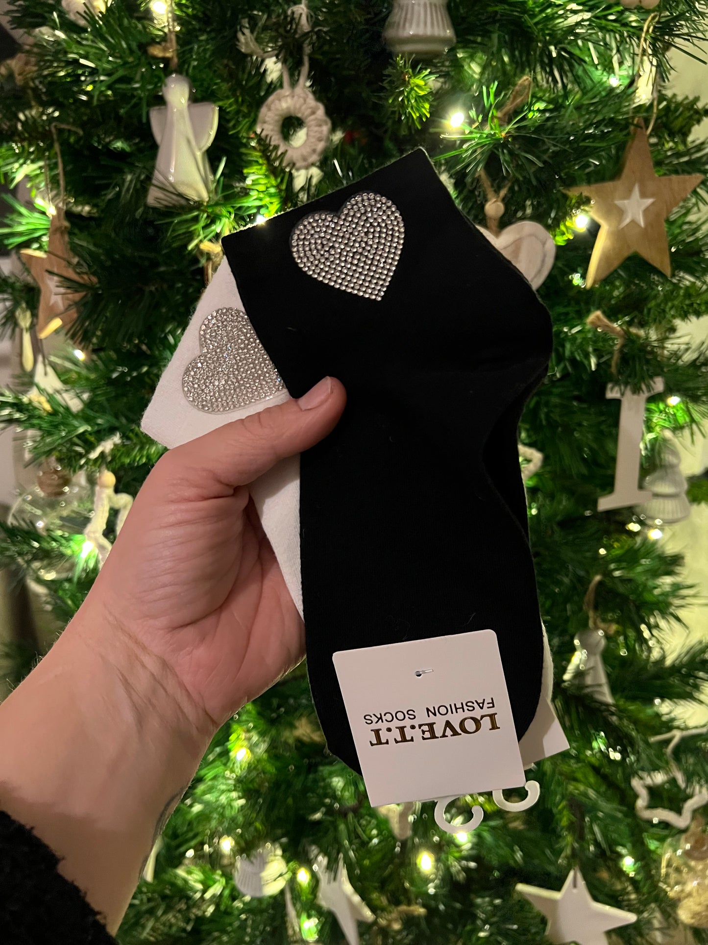 Diamanté Heart Short Ankle Socks