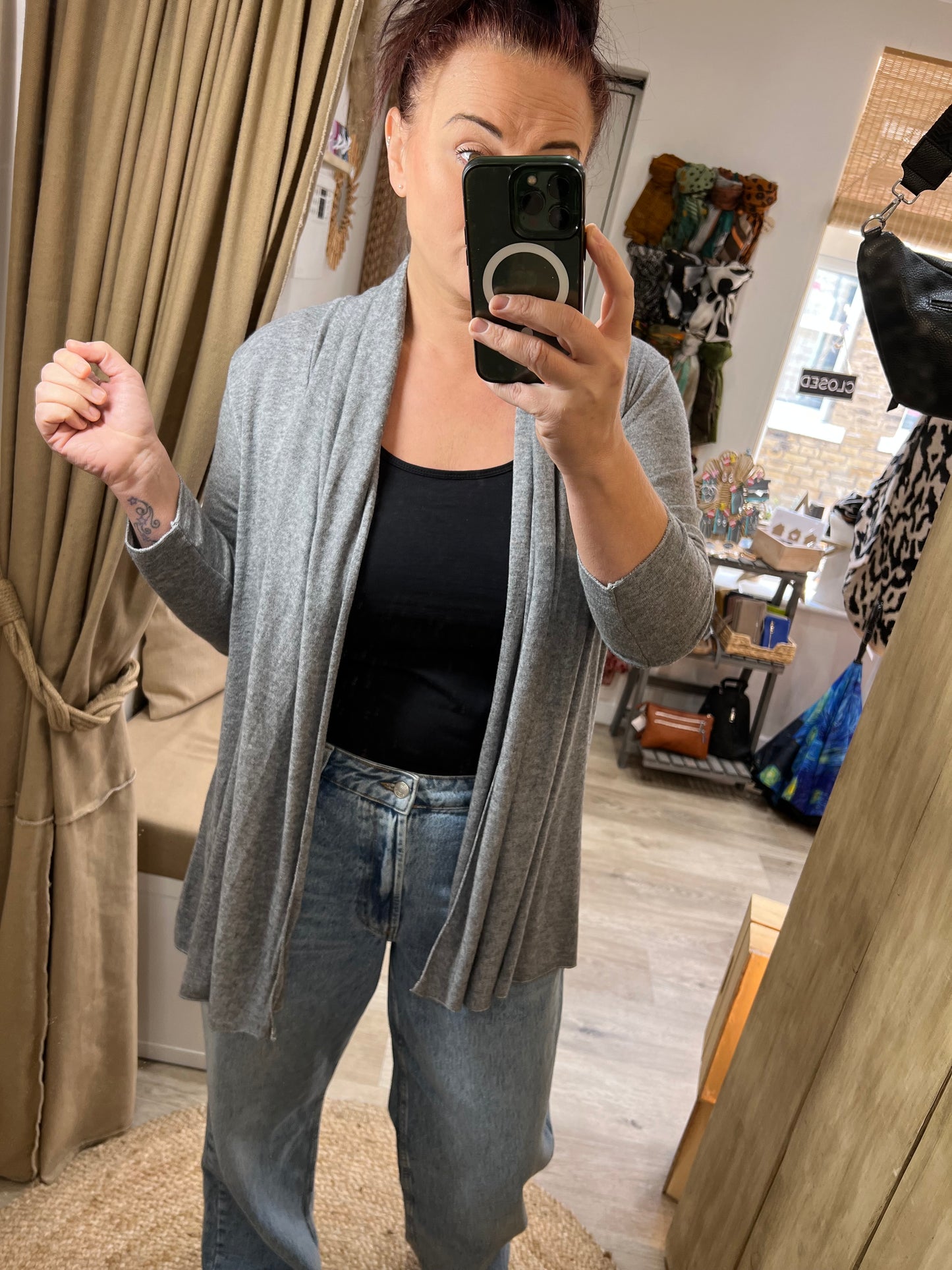 Short Open Cardigan - Grey