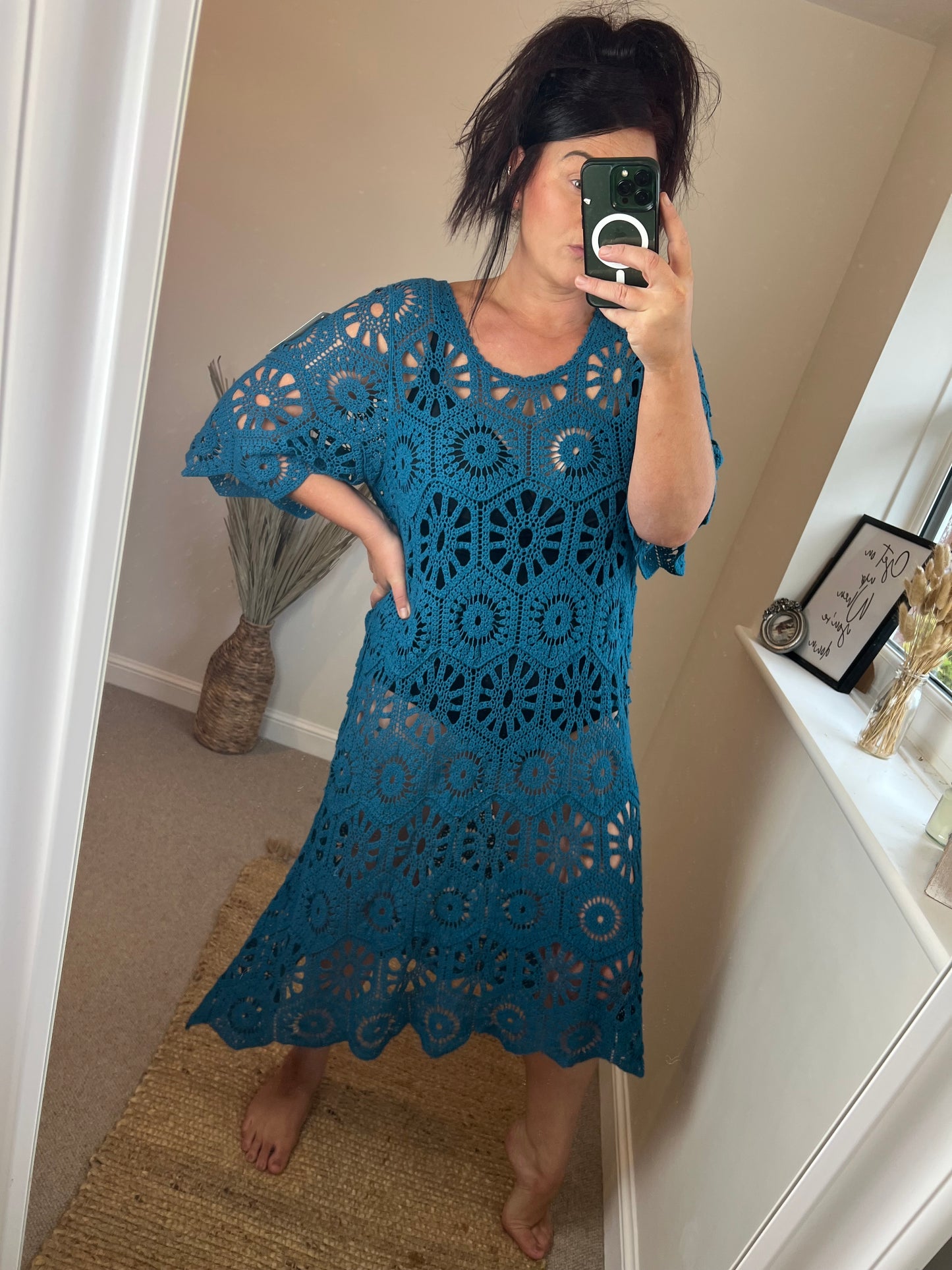 Crochet Beach Dress - Teal