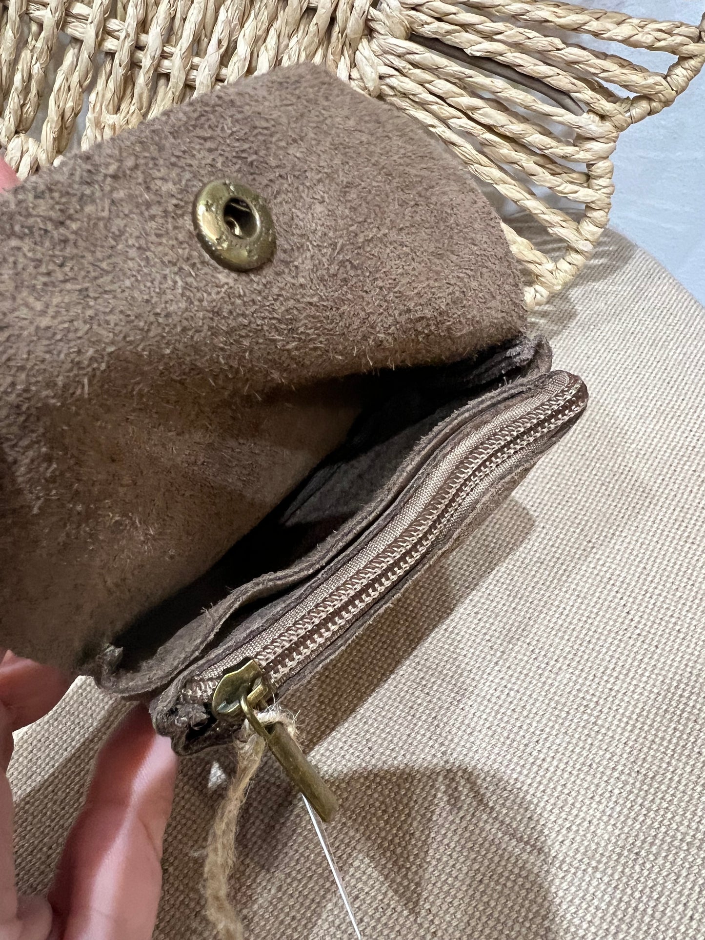 Leather Purse - Suede Taupe