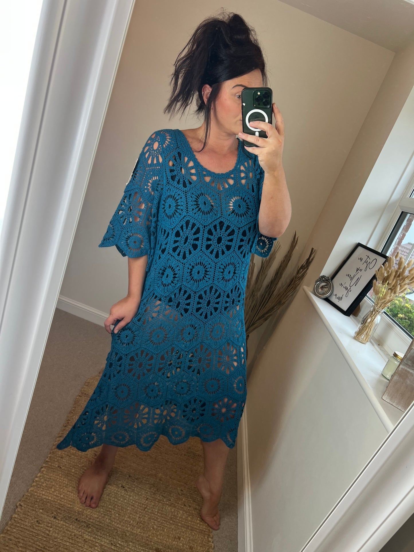 Crochet Beach Dress - Teal