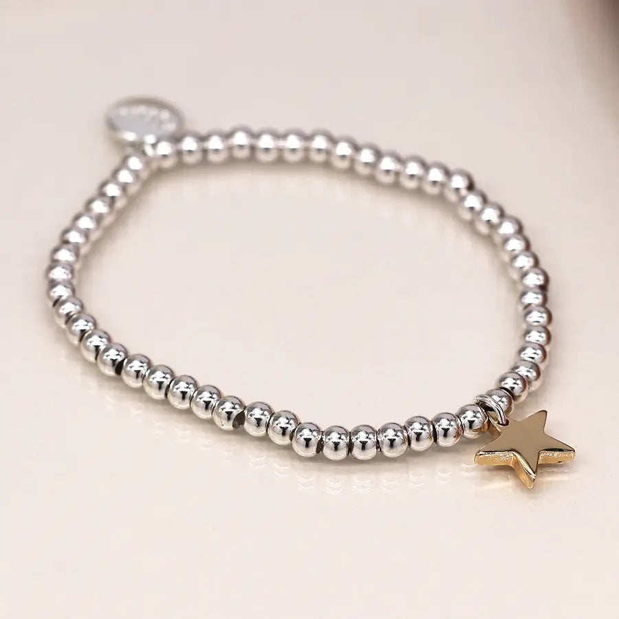 Peace Of Mind - Silver Plated Bracelet with Small Gold Star
