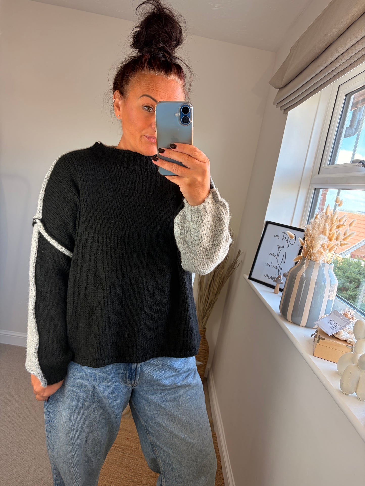 2-way Chunky Jumper - Black/Grey