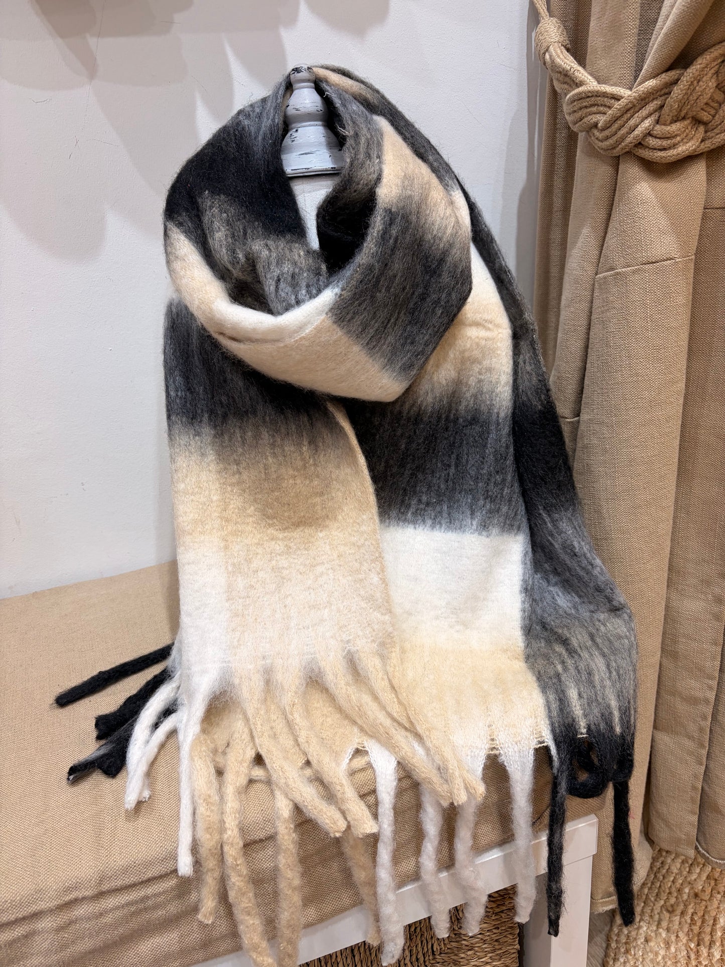 Blanket Scarf - Black Check