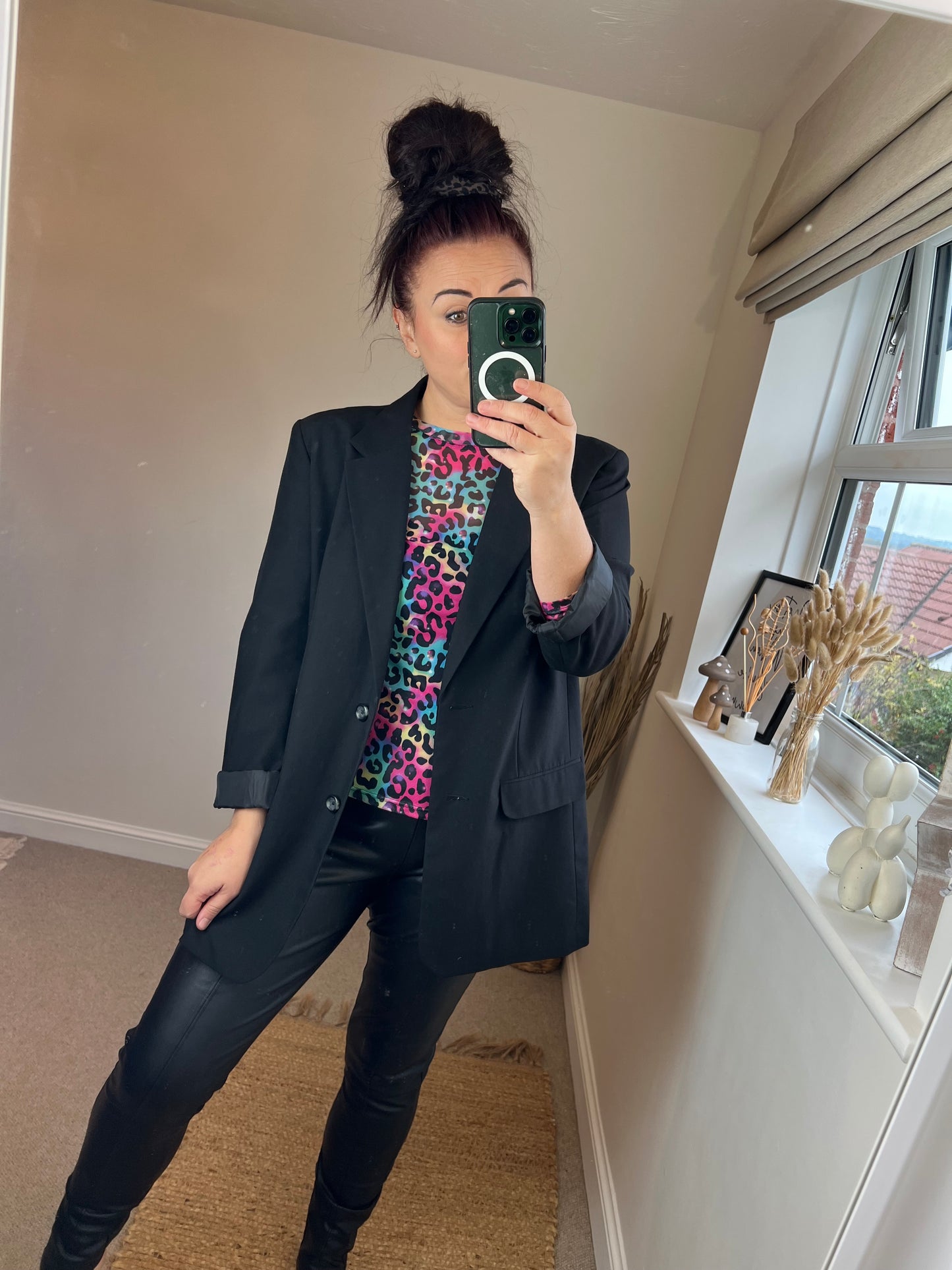 Mesh Long Sleeve Top - Bright Leopard