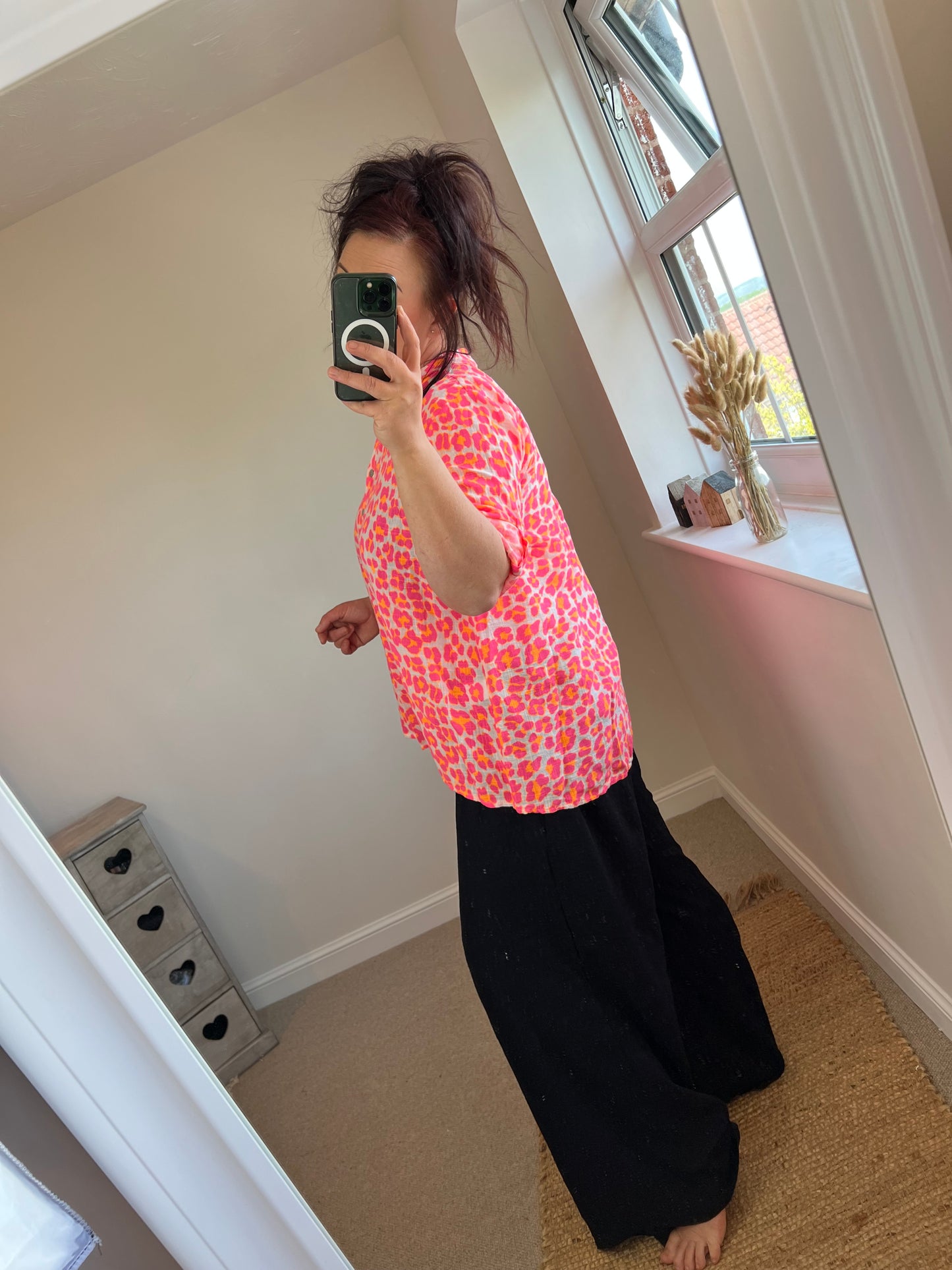 Cotton Shirt - Neon Leopard