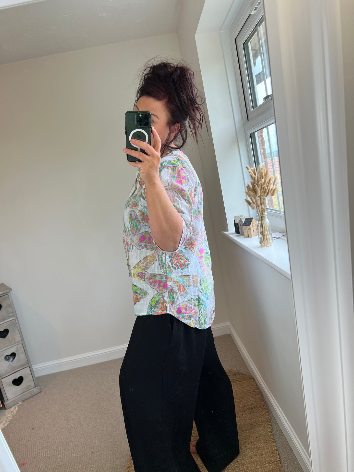 One Button Butterfly Top - White