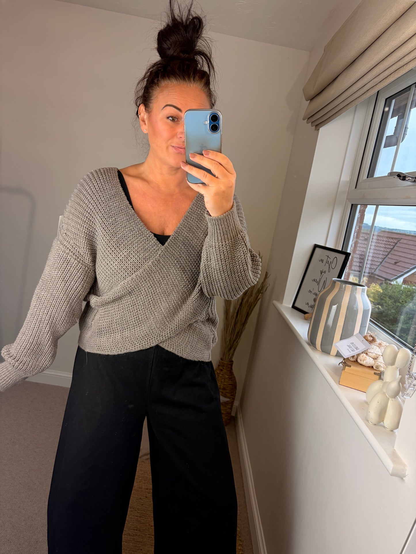 Chunky Knit Wrap Jumper - Mocha