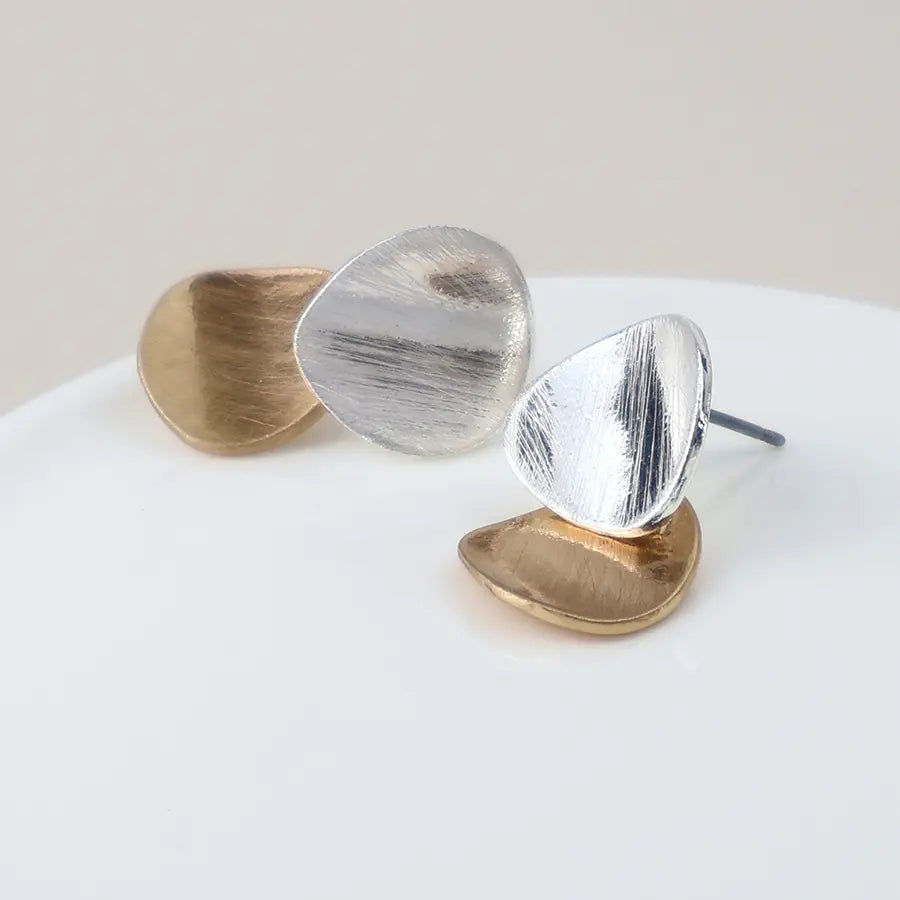 Peace Of Mind - Silver Plated Mixed Brushed Studs