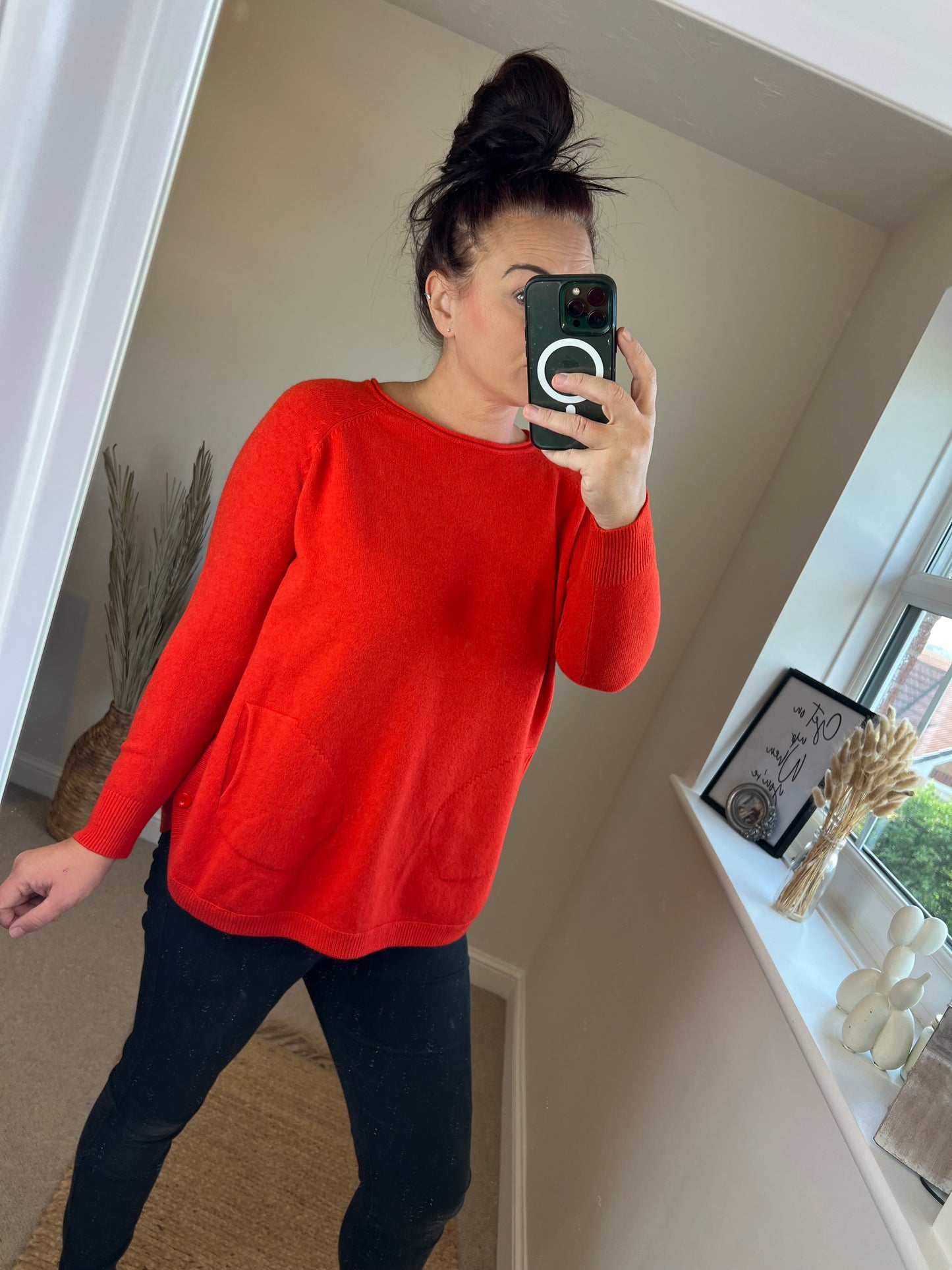 Button Side Jumper - Orange