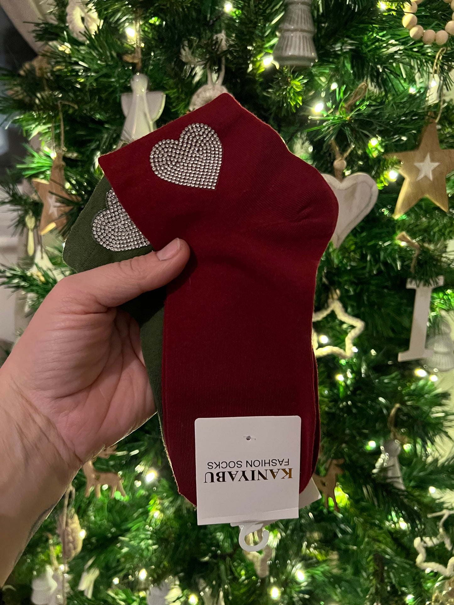 Diamanté Heart Short Ankle Socks