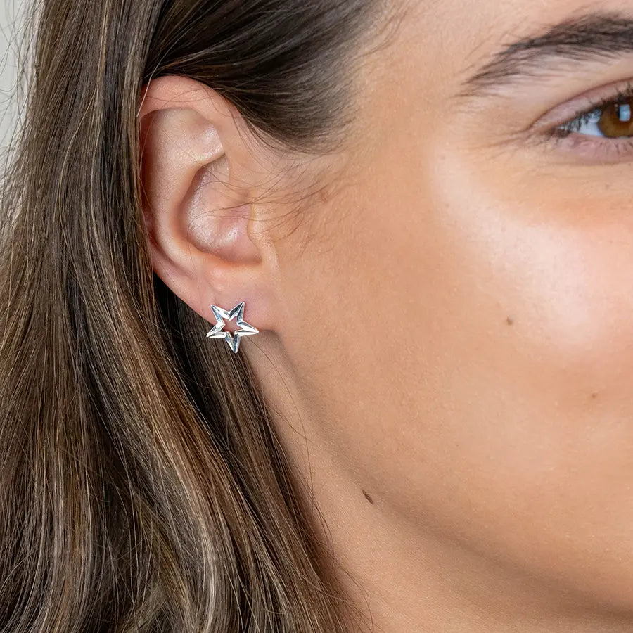 Peace of Mind - Sterling Silver Cut Out Star Earrings