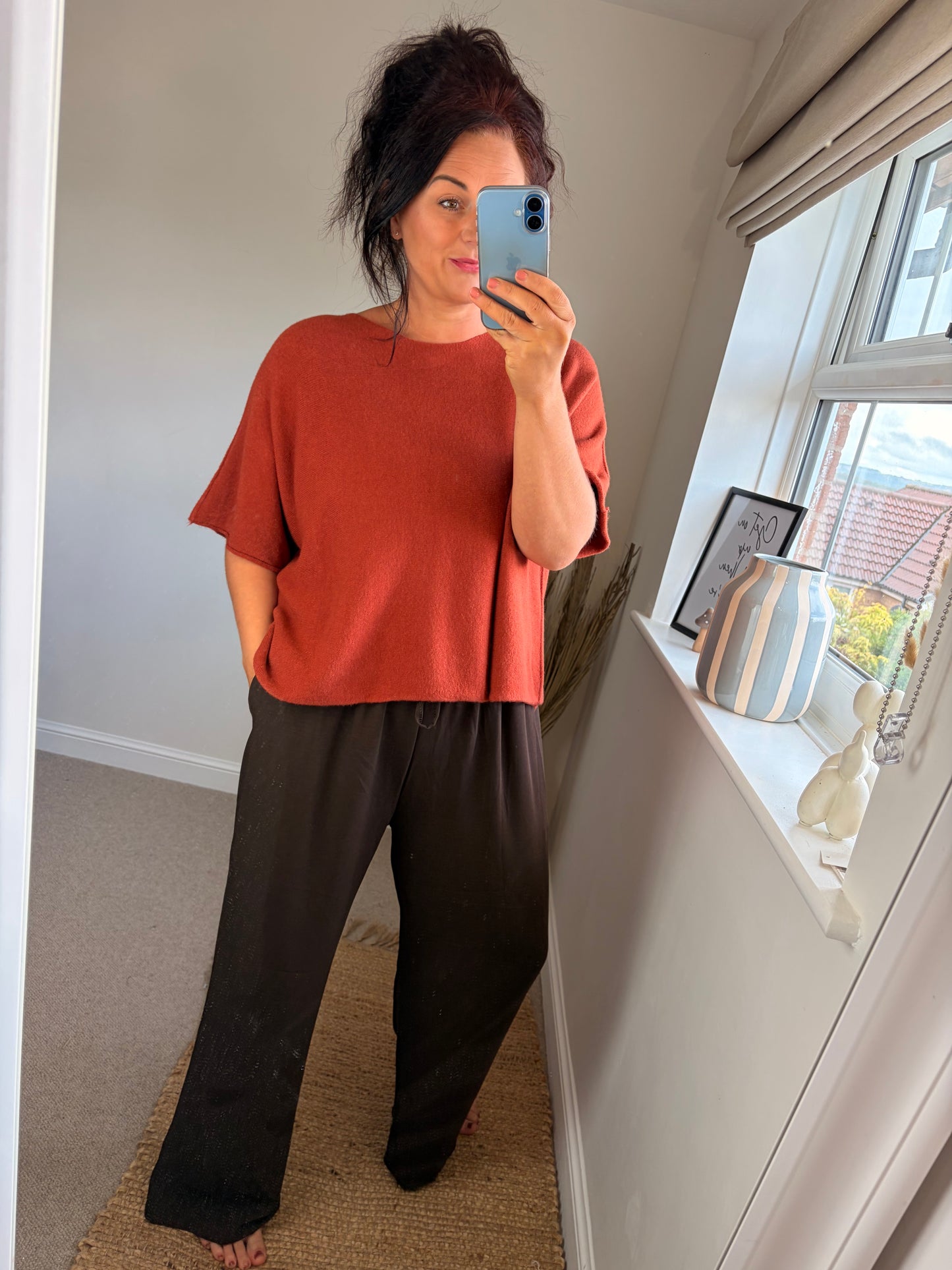 Boxy Short Sleeve Jumper - Rust