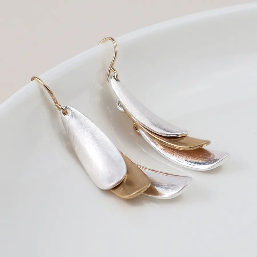 Peace Of Mind - Silver Plated Triple Layer Drop Earrings