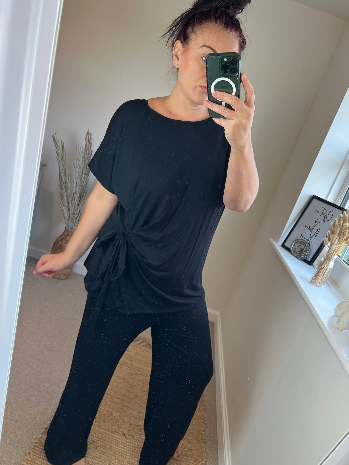Tie Top & Trouser Set - Black