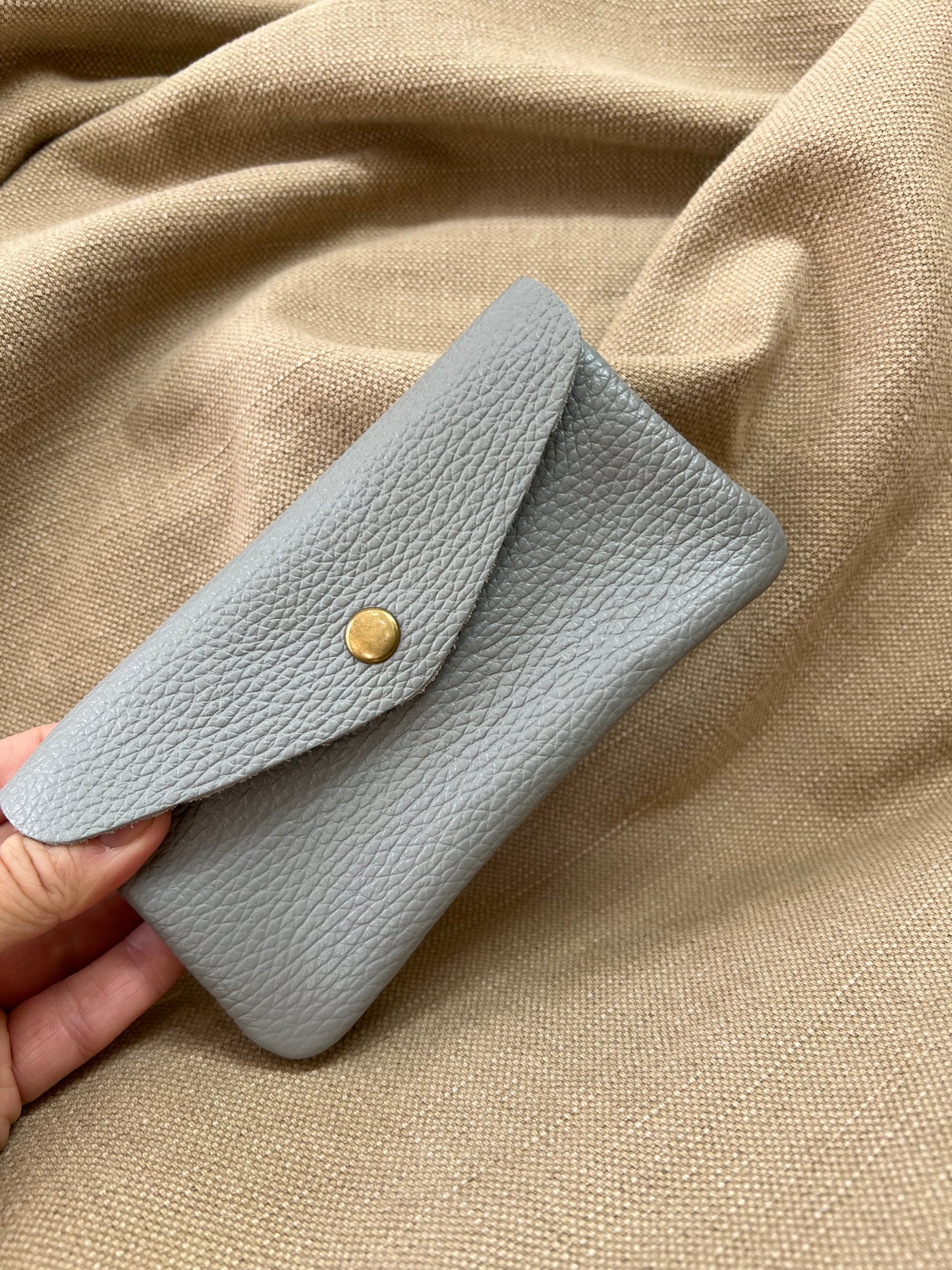 Long Leather Purse - Light Grey