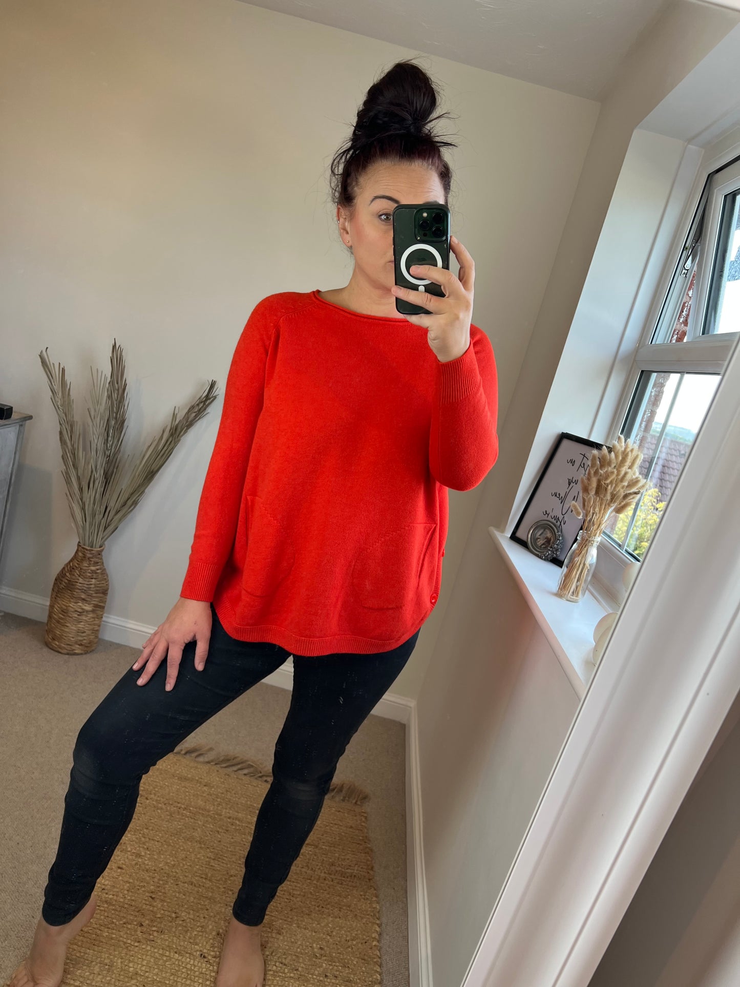 Button Side Jumper - Orange