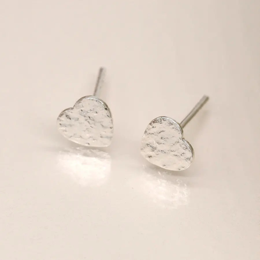 Peace of Mind - Sterling Silver Foil Heart Studs