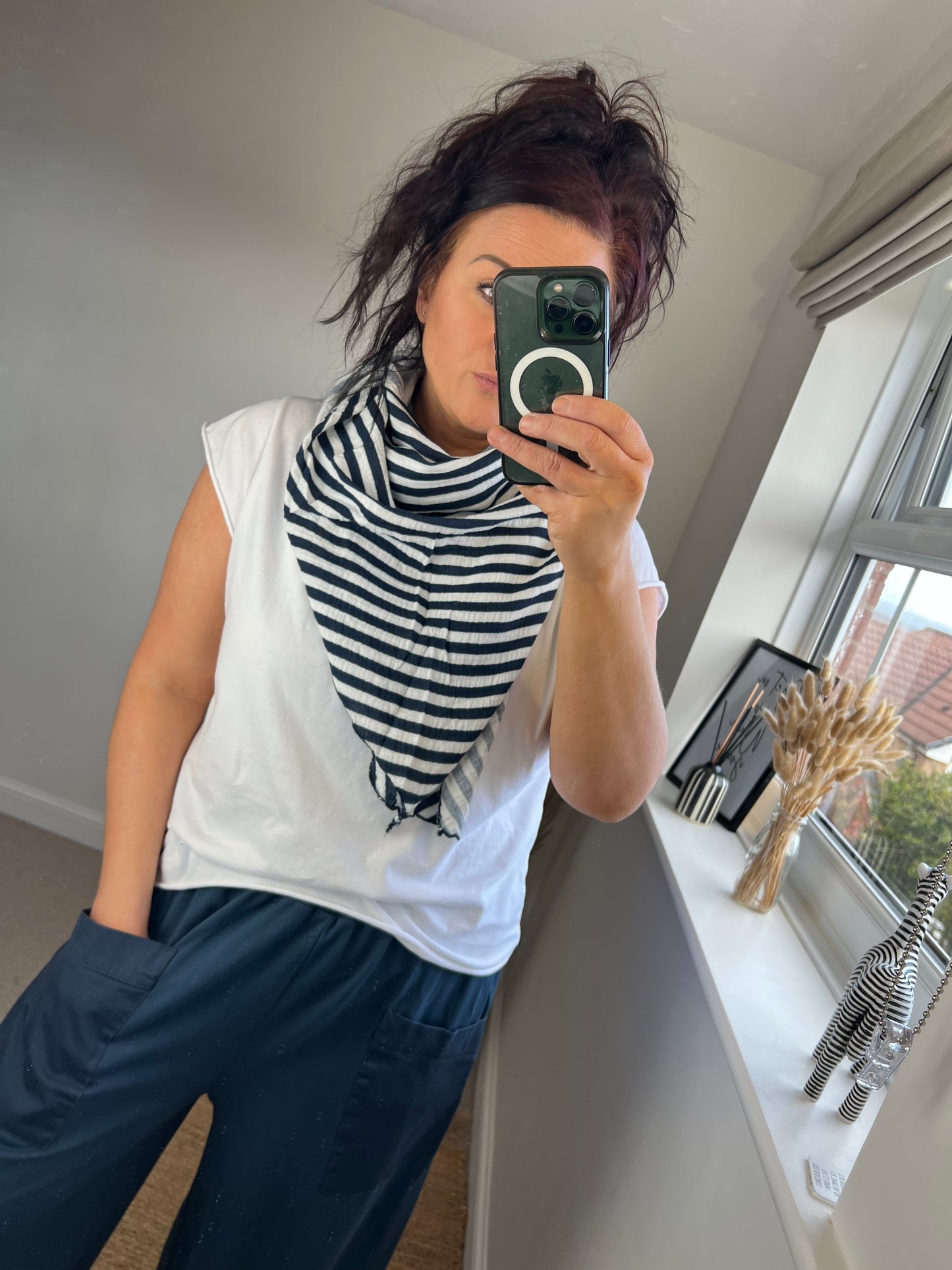 Cotton Triangle Scarf - Navy