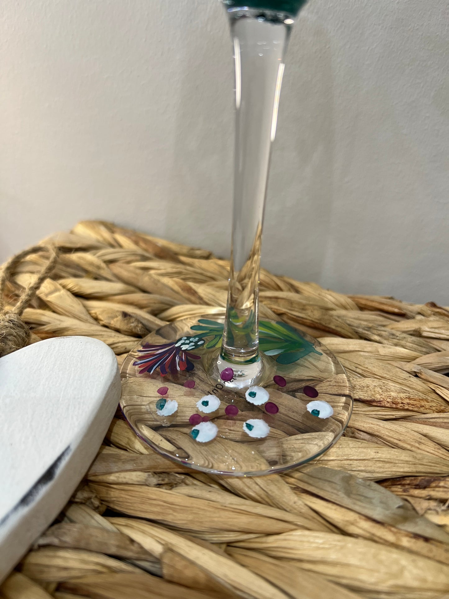 Hand Painted Wine Glass - Thistle & Bees