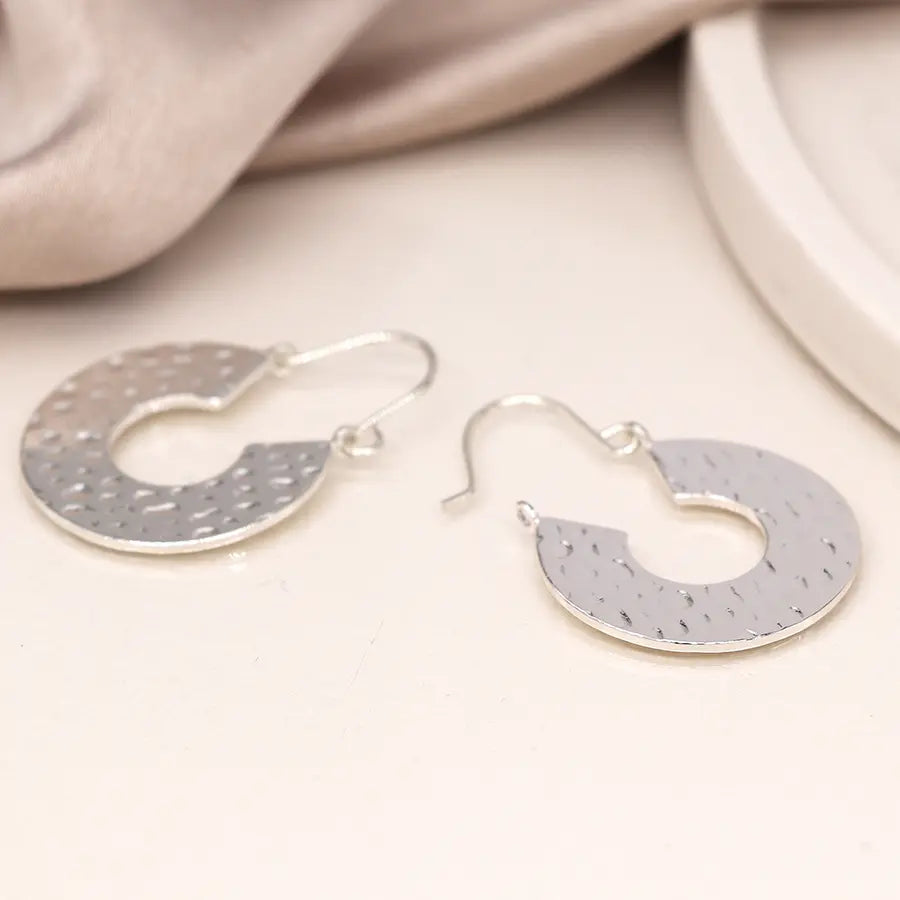 Peace of Mind - Silver Plated Hammered Hoop Earrings