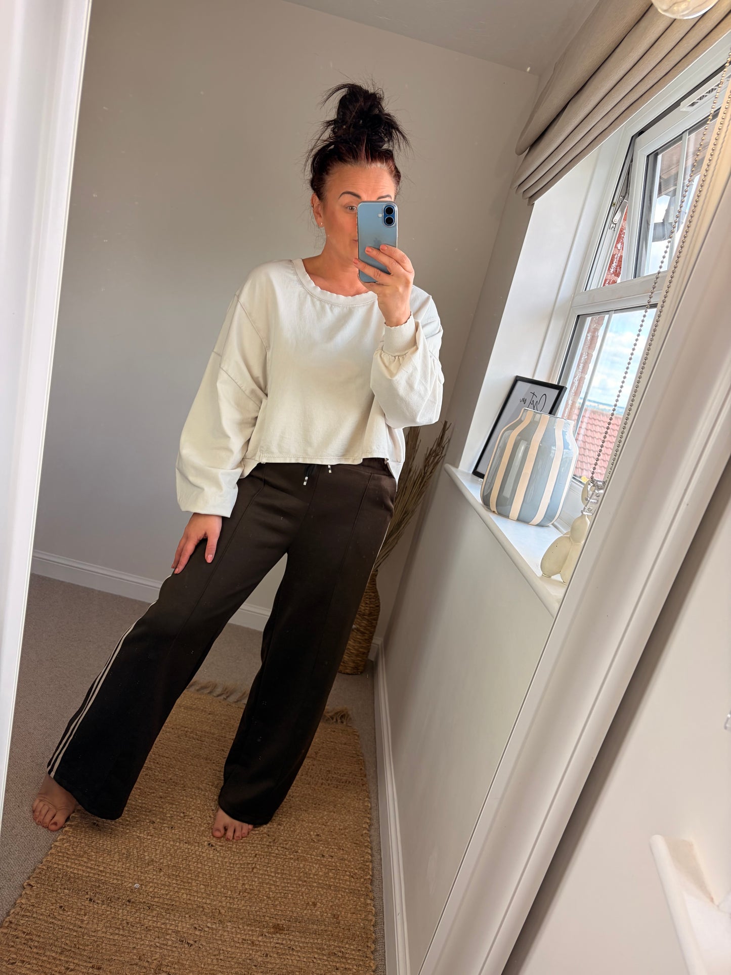 Stripe Seam Front Joggers - Chocolate