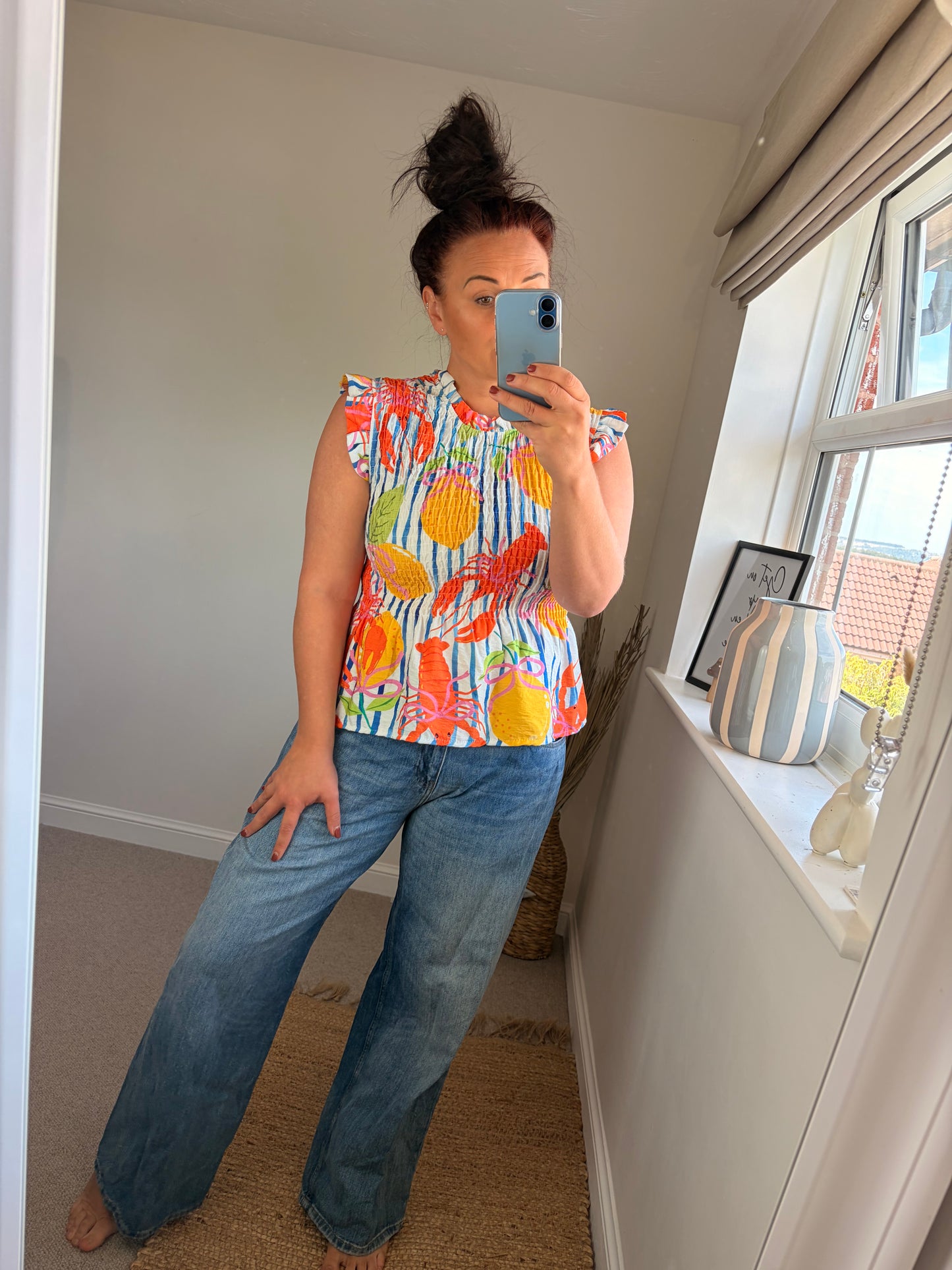 Shirred Peplum Top - Print