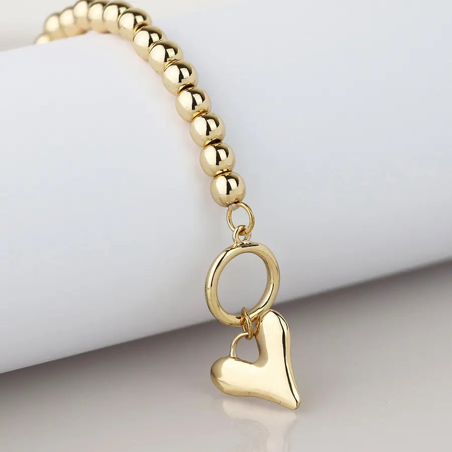Peace of Mind - Silver Plated Gold Heart T-bar Bracelet