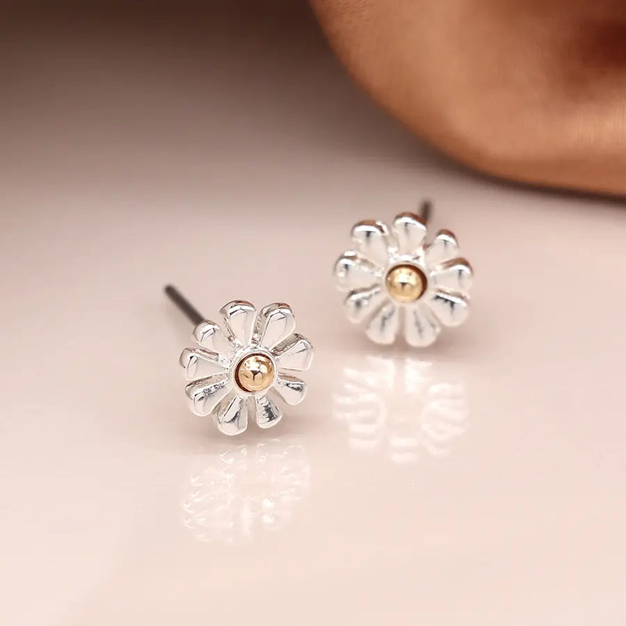 Peace of Mind - Silver Plated Daisy Stud Earrings