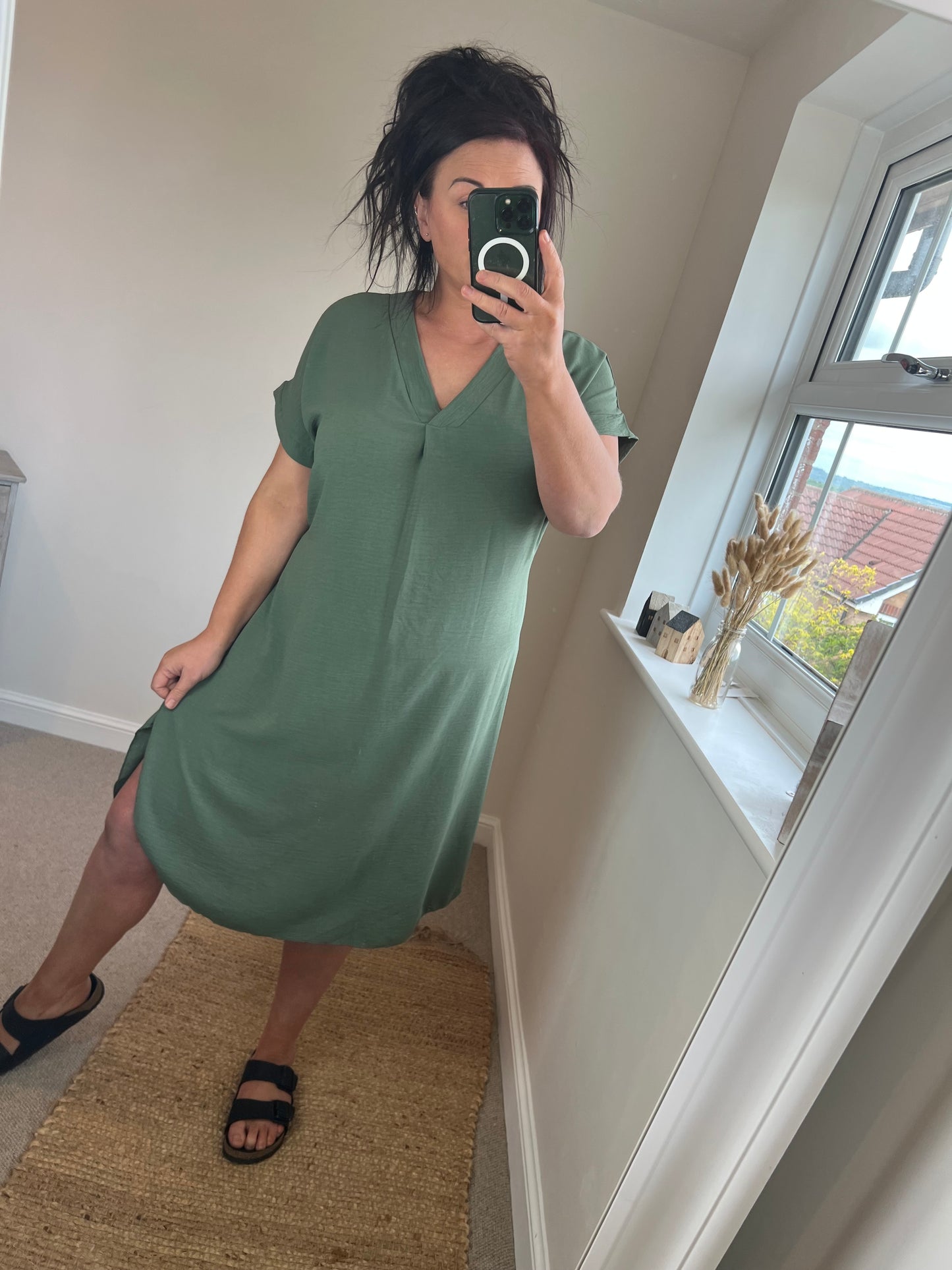 Tie Shirt Dress - Khaki