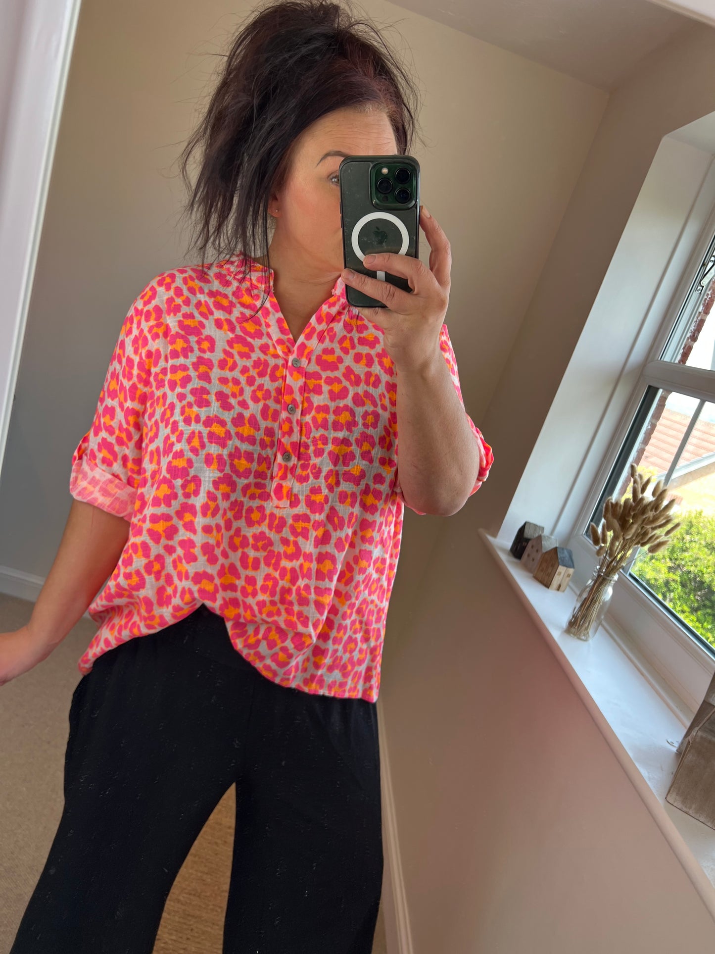 Cotton Shirt - Neon Leopard