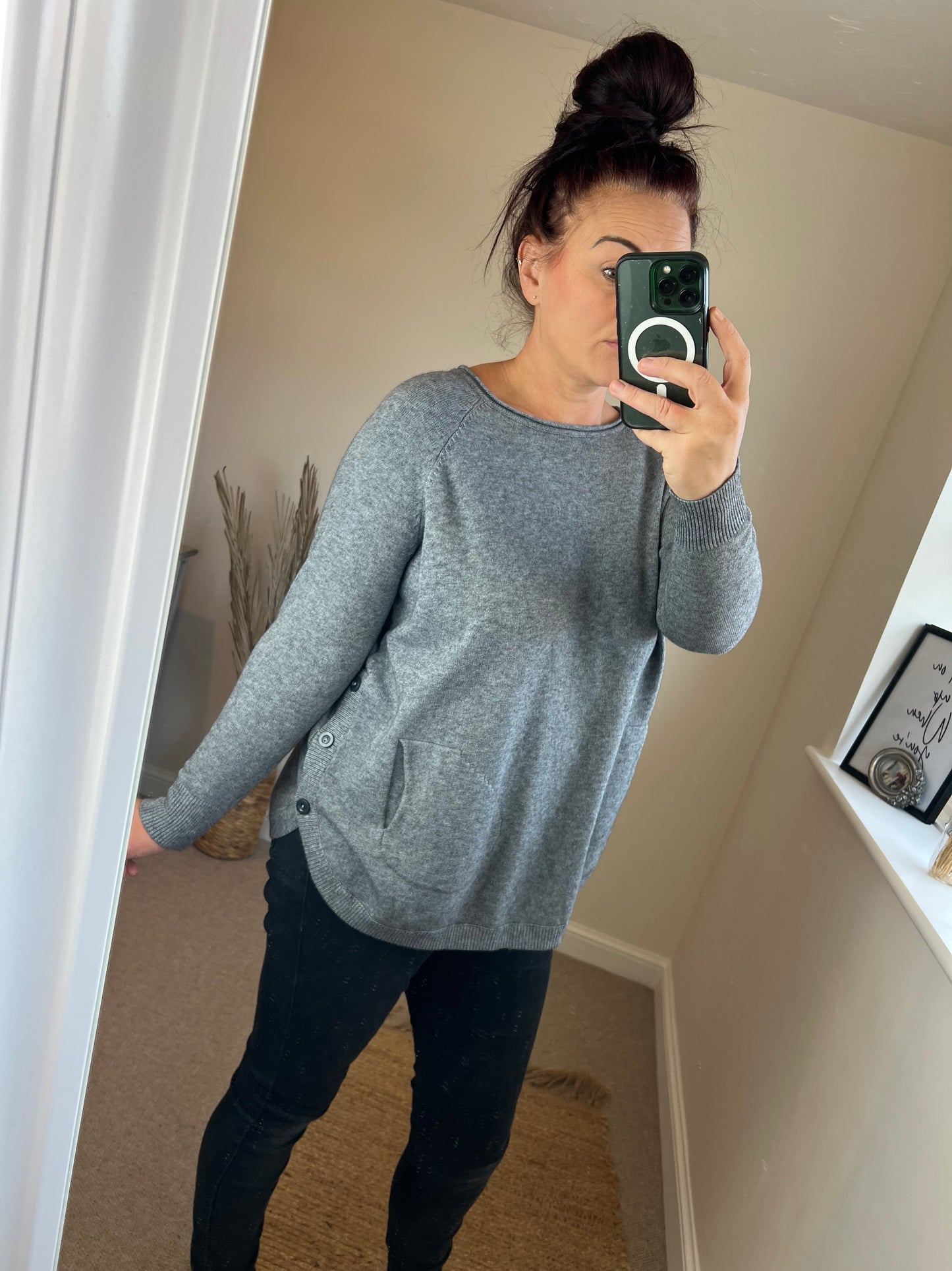 Button Side Jumper - Grey
