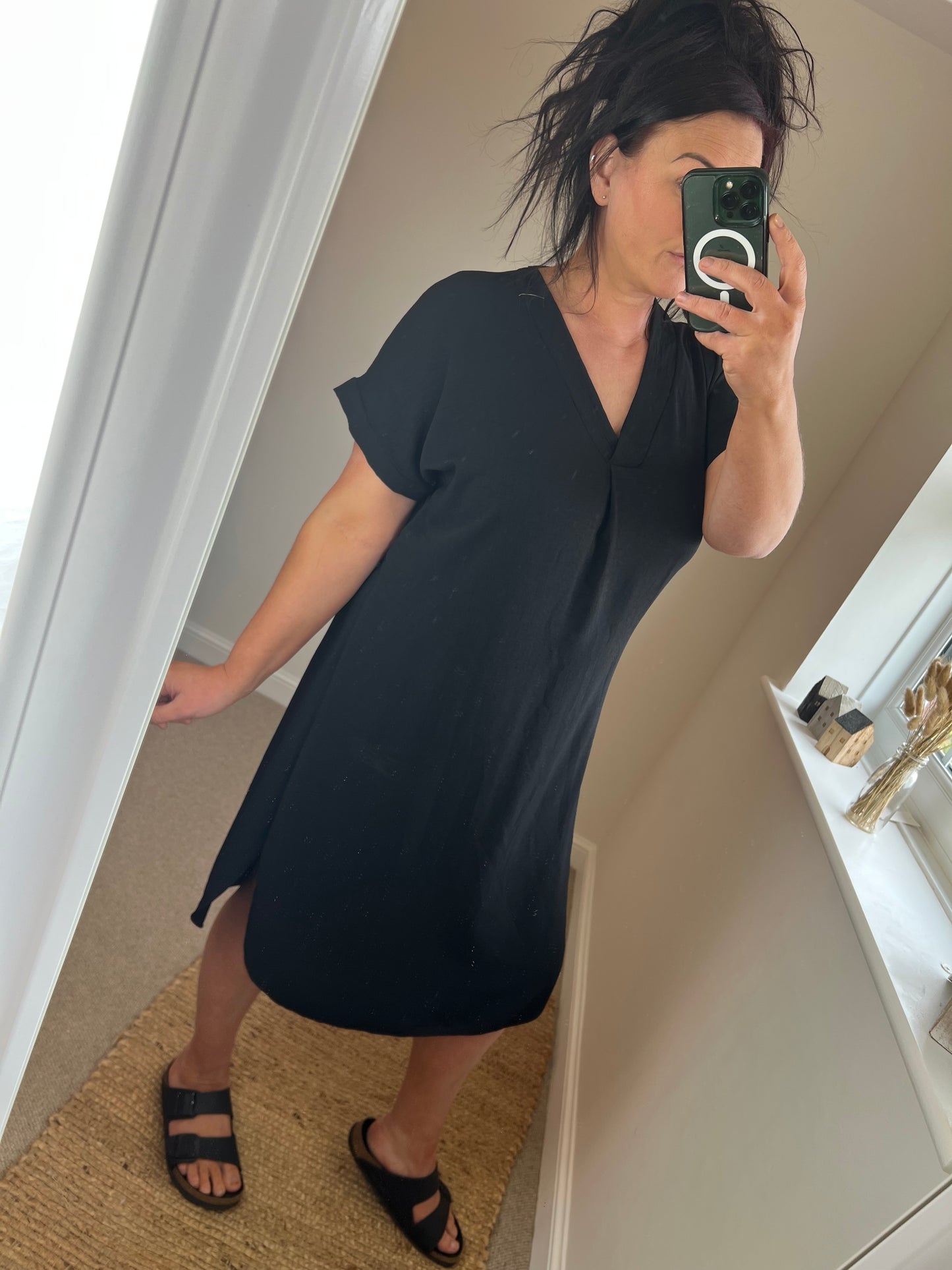 Tie Shirt Dress - Black